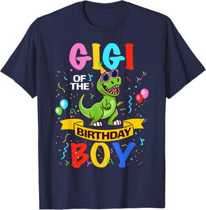 Gigi of the Birthday Boy T-Rex Dinosaur BDay Matching Family T-Shirt - T-Shirt | Navy