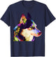 Husky Colorful Pop Art Portrait For Dog Owners Chukcha Sibe Men Women Girls Kids T-Shirt - T-Shirt | Navy