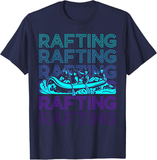 Rafting Whitewater Raft Retro T-Shirt - T-Shirt | Navy