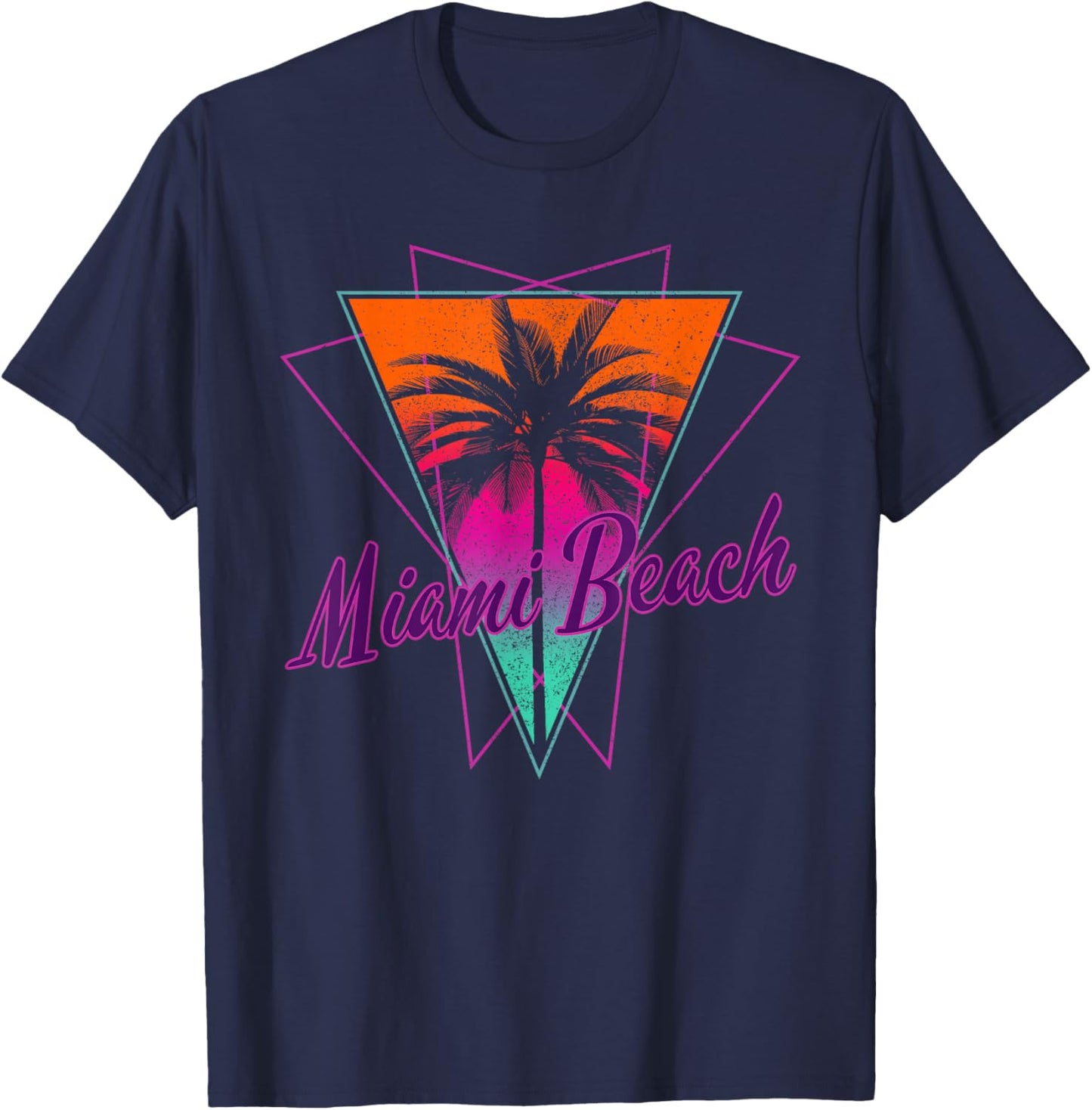 Miami Beach Florida Retro Vintage Surfer Gift T-Shirt - T-Shirt | Navy