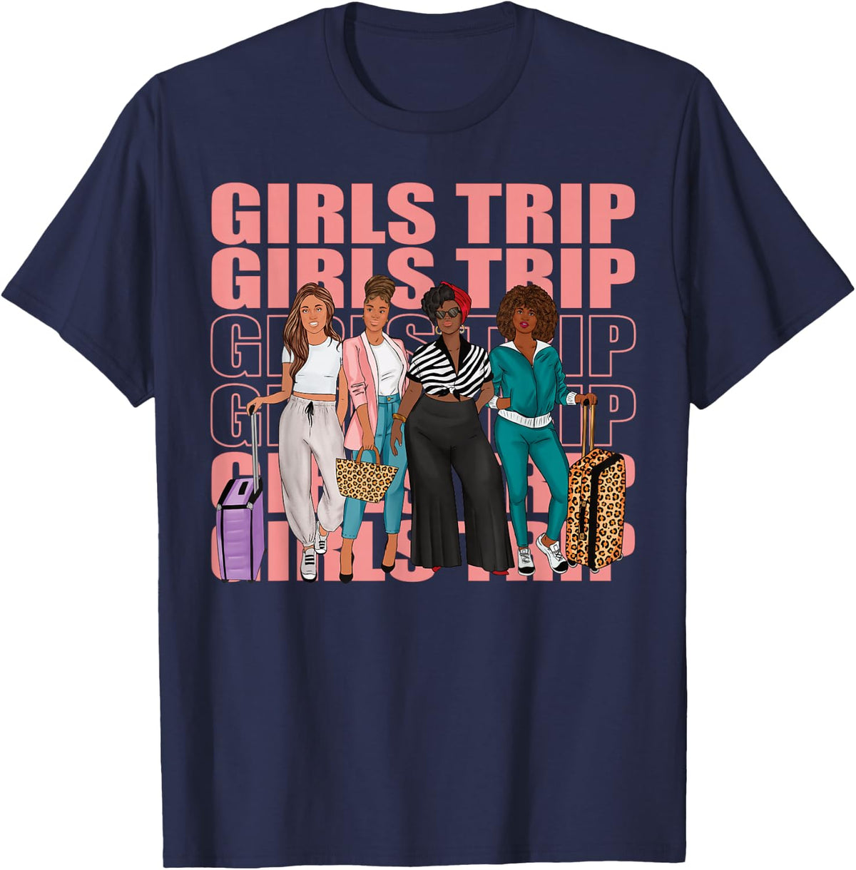 Girls Trip For Melanin Afro Black Vacation Women T-Shirt - T-Shirt | Navy