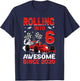 Rolling Into 6 Awesome Since 2020 Race Car 6th Birthday T-Shirt - T-Shirt | Navy