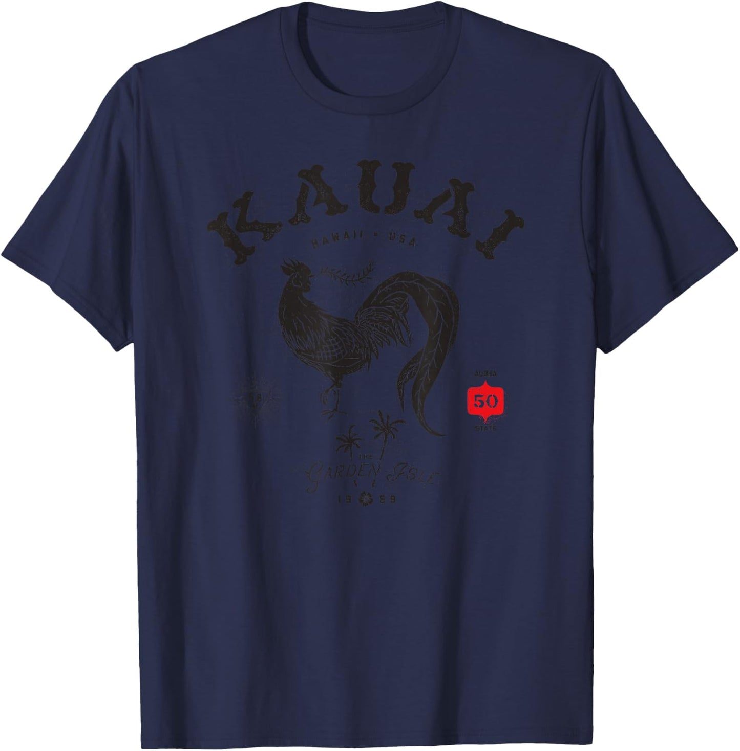 Vintage Kauai Garden Isle Aloha State with Chicken T-Shirt - T-Shirt | Navy
