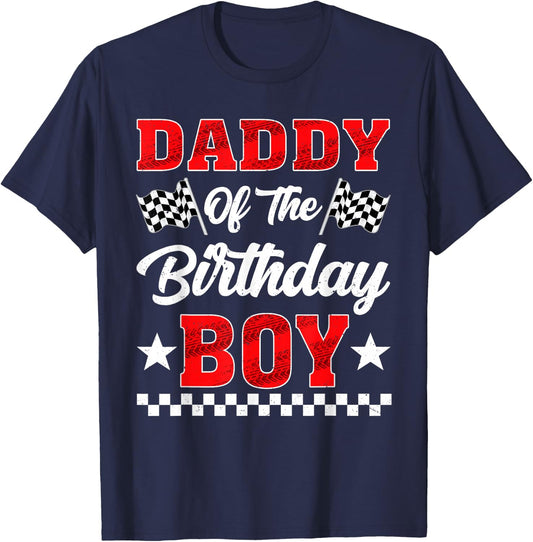 Race Car Daddy of The Birthday Boy Racing Family T-Shirt - T-Shirt | Navy