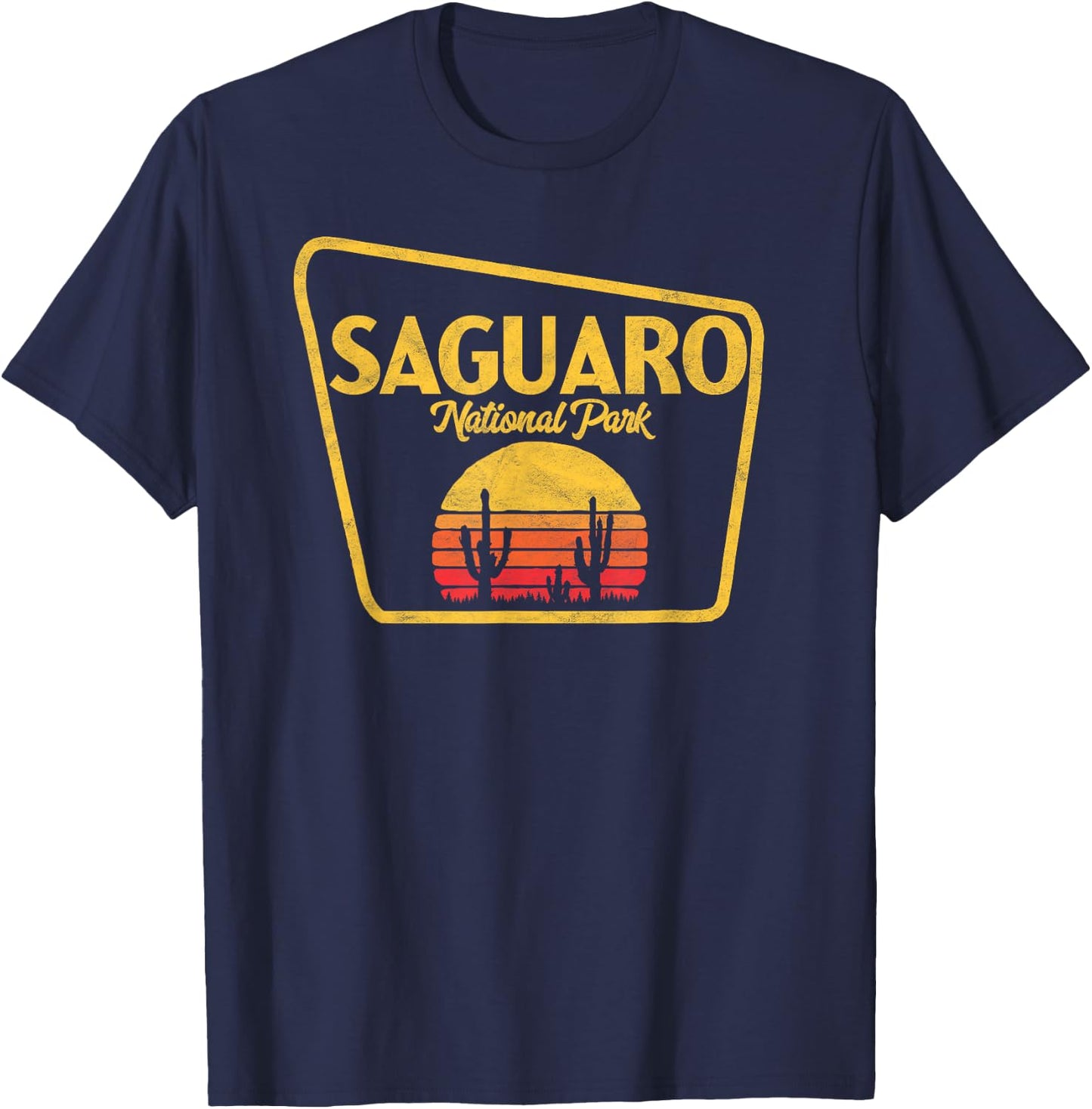Symbiosis Supply Co. Saguaro National Park Retro Sign Design T-Shirt - T-Shirt | Navy
