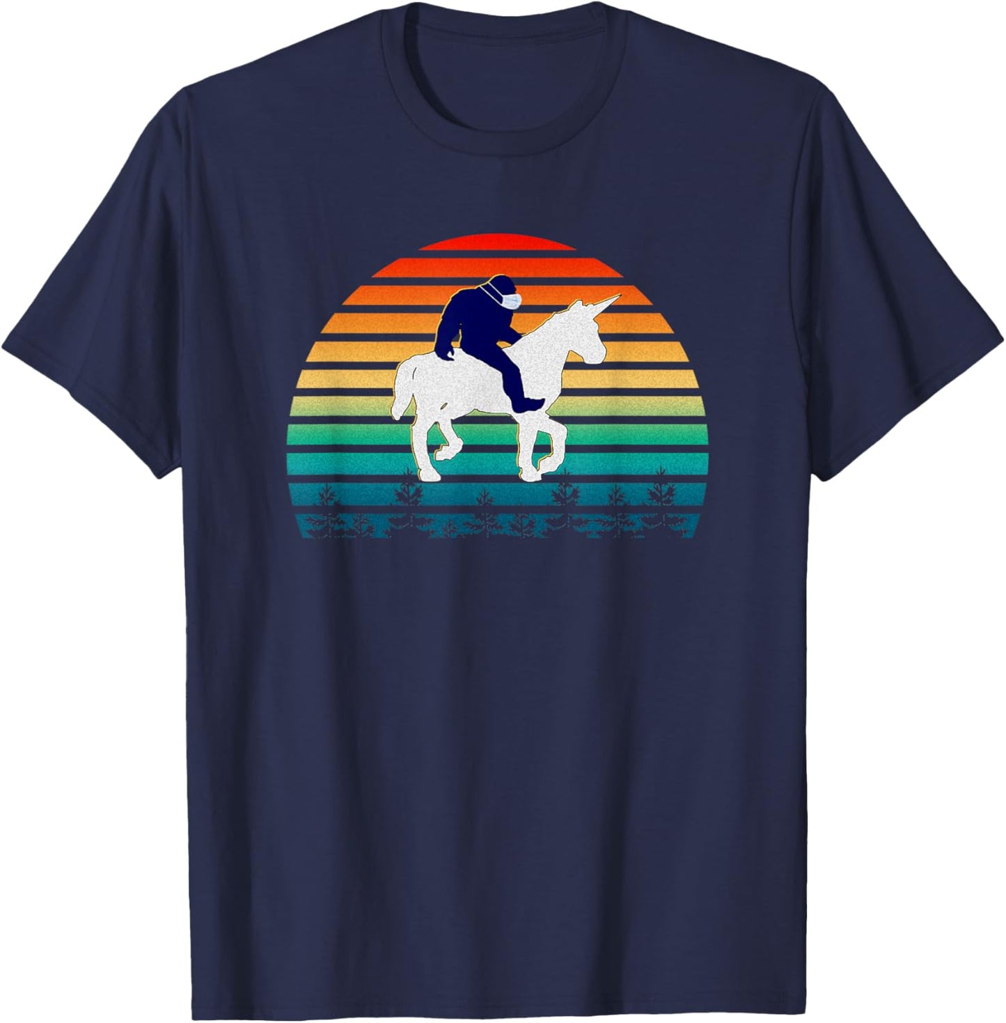 Bigfoot Riding Unicorn Women Kids T-Shirt - T-Shirt | Navy