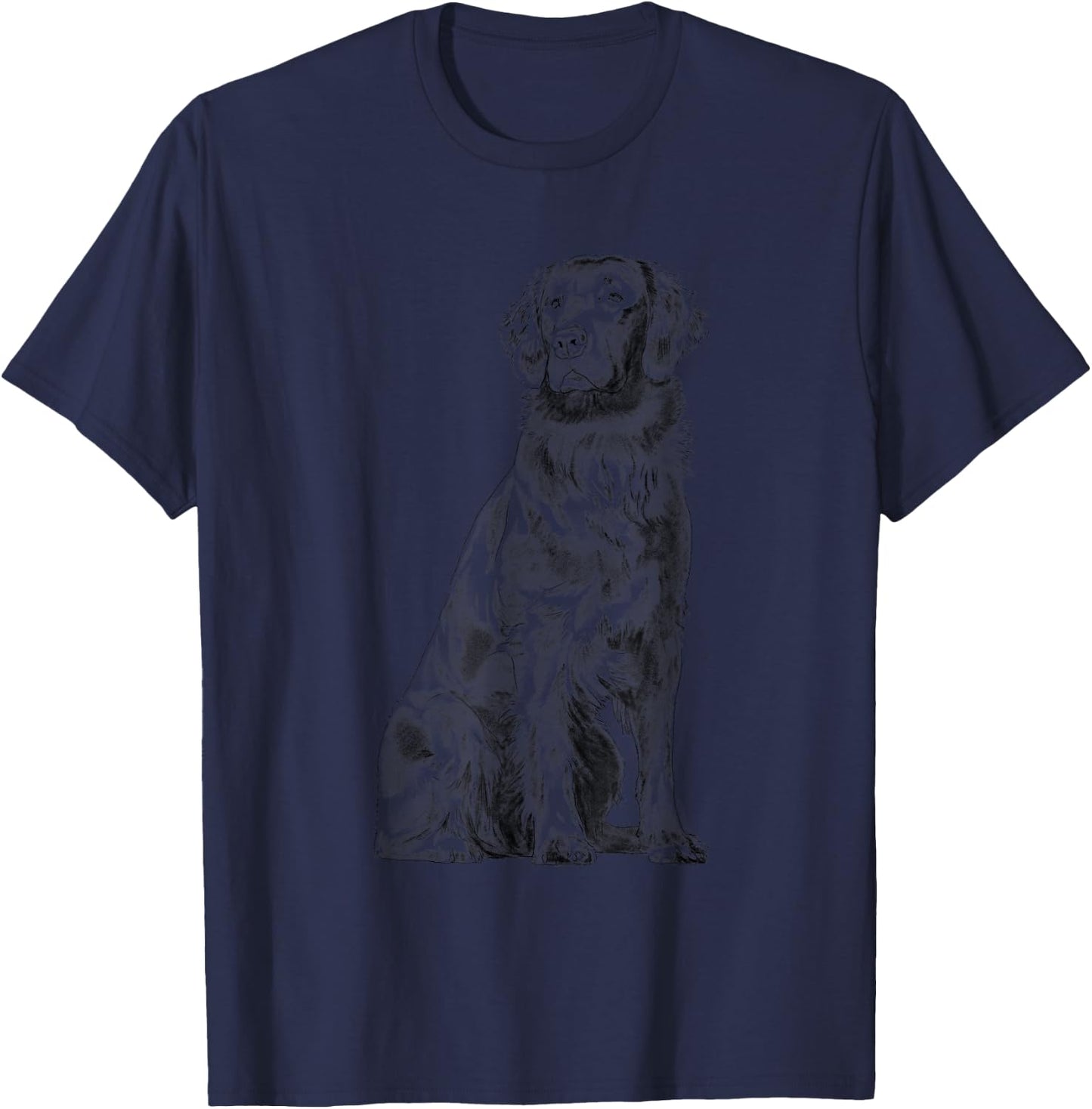 Sitting Dog Flat Coated Retriever Women Kids T-Shirt - T-Shirt | Navy