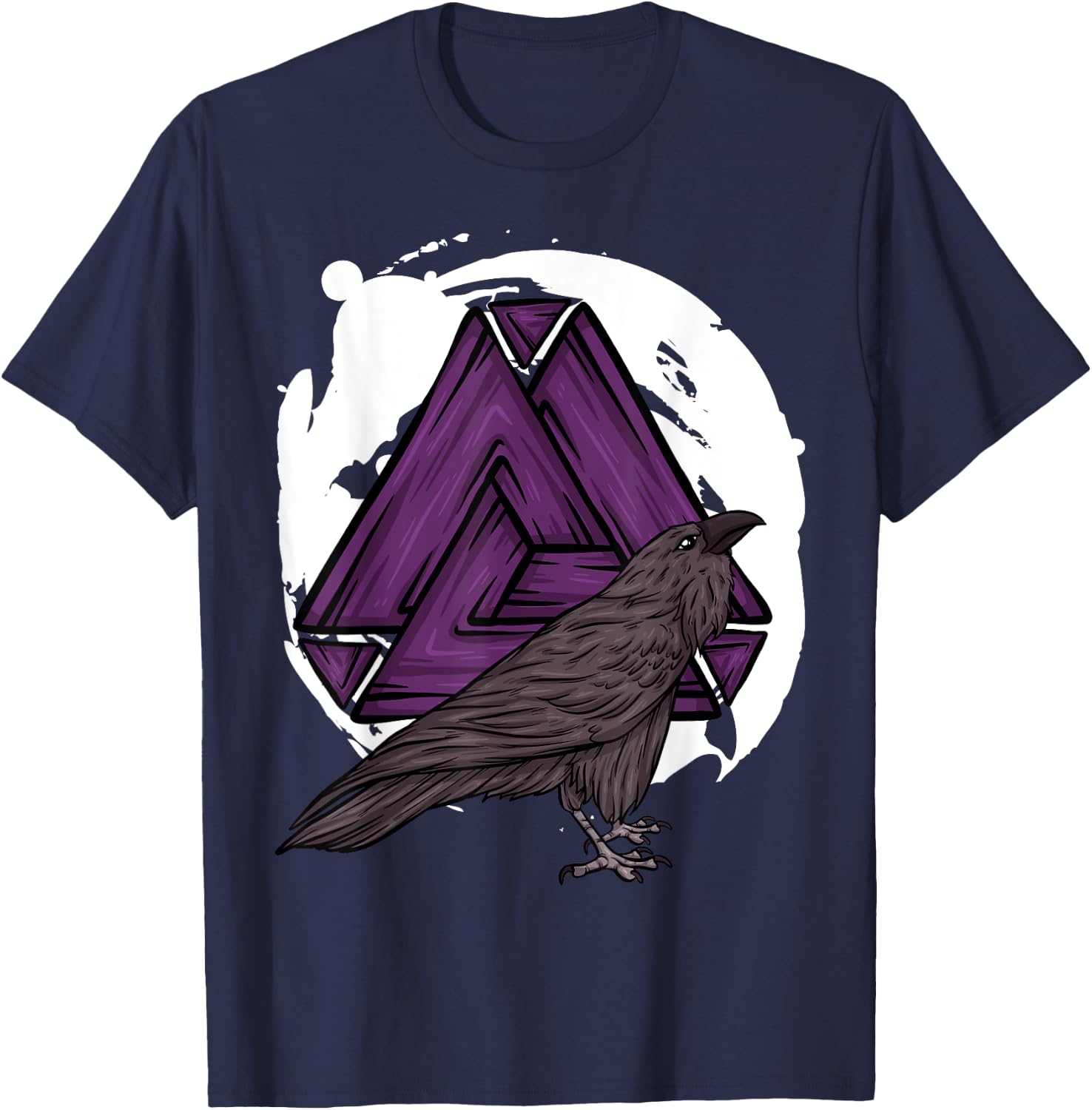 Viking Norway Norwegian Scandinavian Valhalla Raven T-Shirt - T-Shirt | Navy