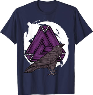Viking Norway Norwegian Scandinavian Valhalla Raven T-Shirt - T-Shirt | Navy