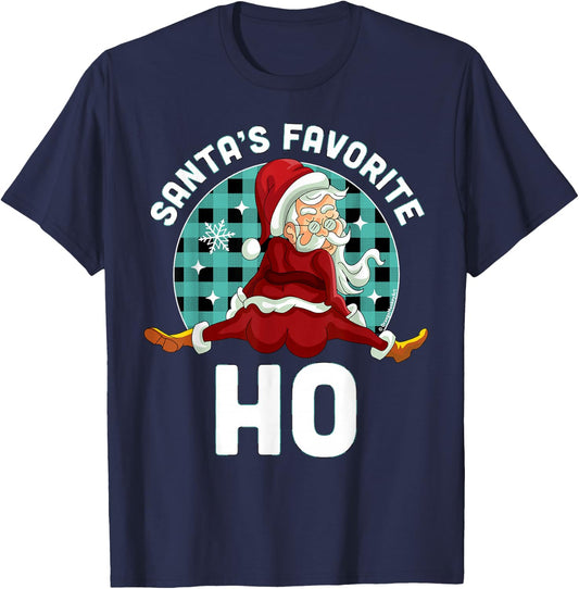 Santa's Favorite Ho - Xmas Naughty Santa Christmas Pajama T-Shirt - T-Shirt | Navy