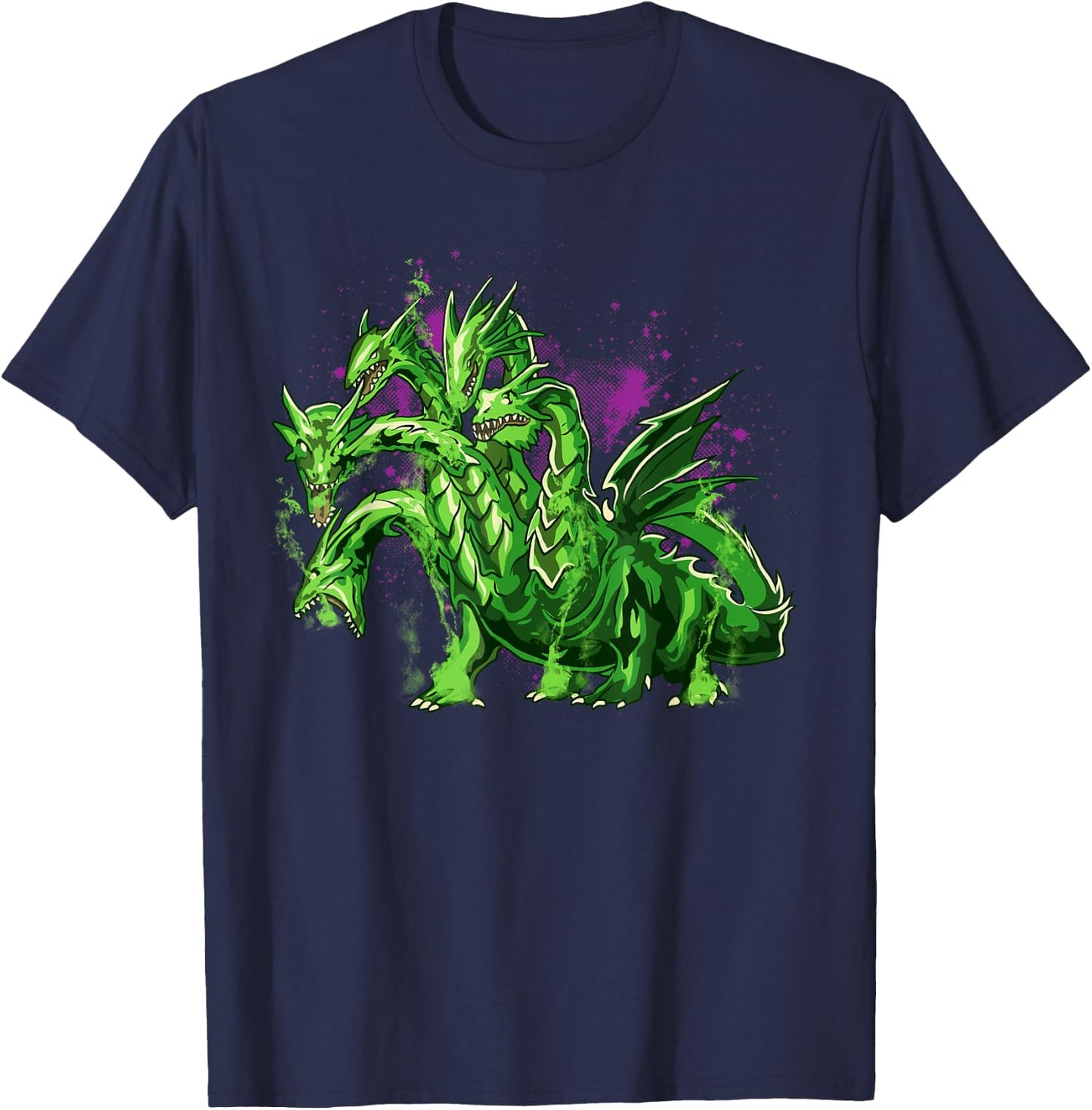 Hydra Dragon Ancient Greek Mythology Five Headed Dragon T-Shirt - T-Shirt | Navy