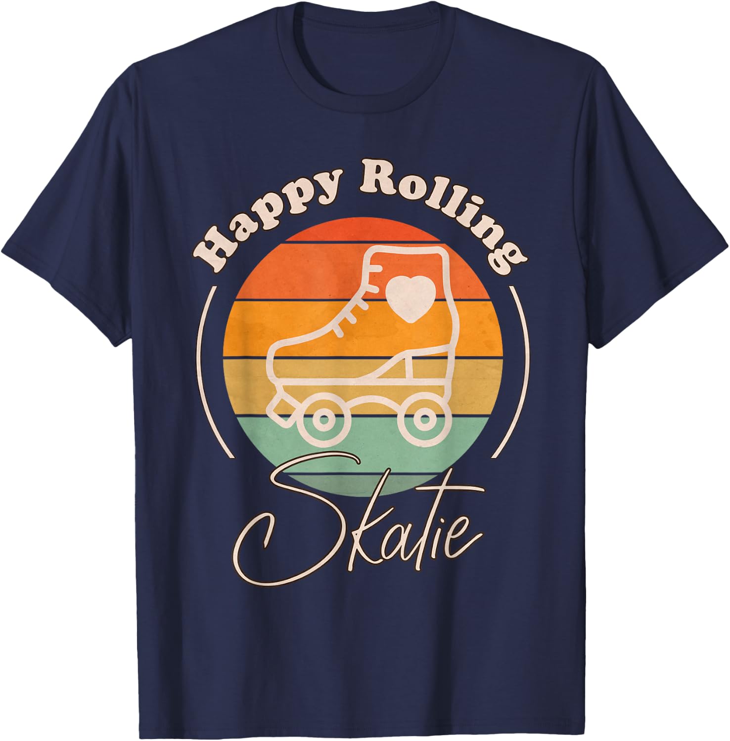 Skatie Retro Happy Rolling for Roller Skating T-Shirt - T-Shirt | Navy