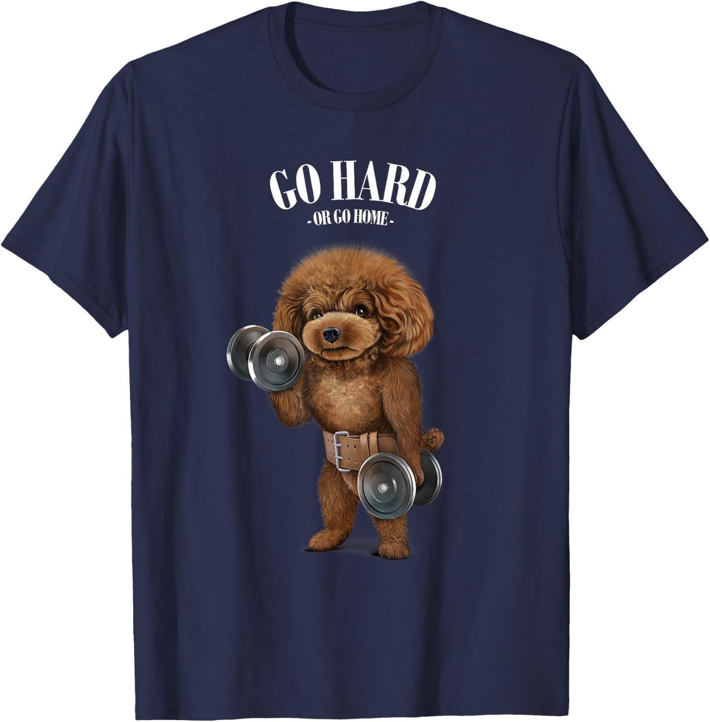 Fox Republic Design Women's Black Poodle Dog Muscle Training T-Shirt - T-Shirt | Navy