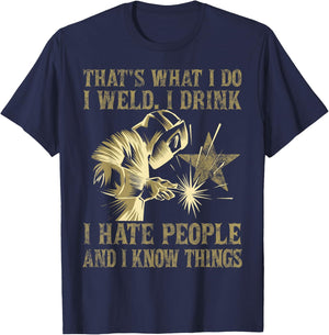 Welding That's What I Do I Weld American Flag Proud Welder Women Men T-Shirt - T-Shirt | Navy