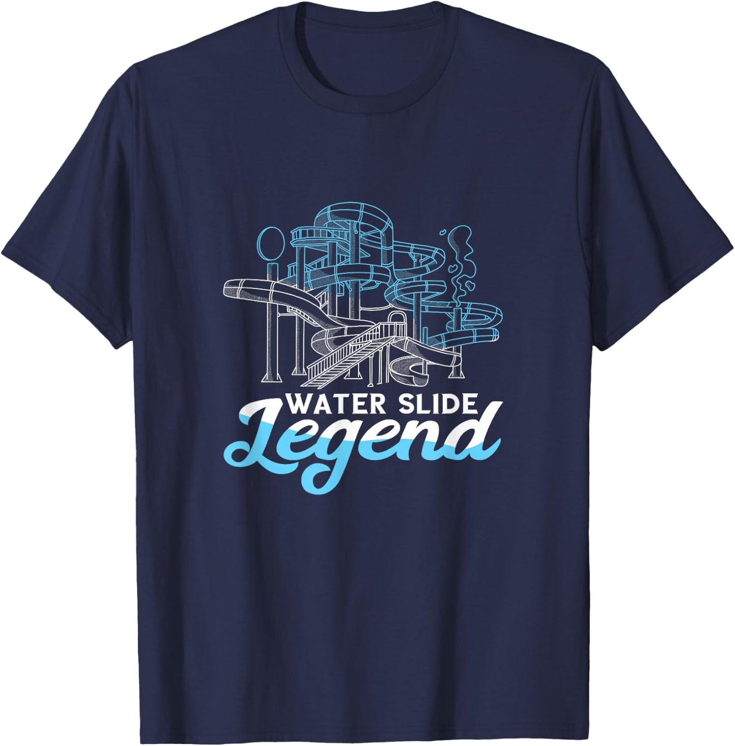 Water Slide Legend Waterslides Aqua Park Swimmer Waterpark T-Shirt - T-Shirt | Navy