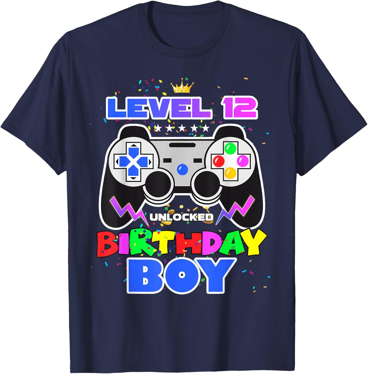 Level 12 Unlocked Birthday Boy 12th Birthday Video Game T-Shirt - T-Shirt | Navy