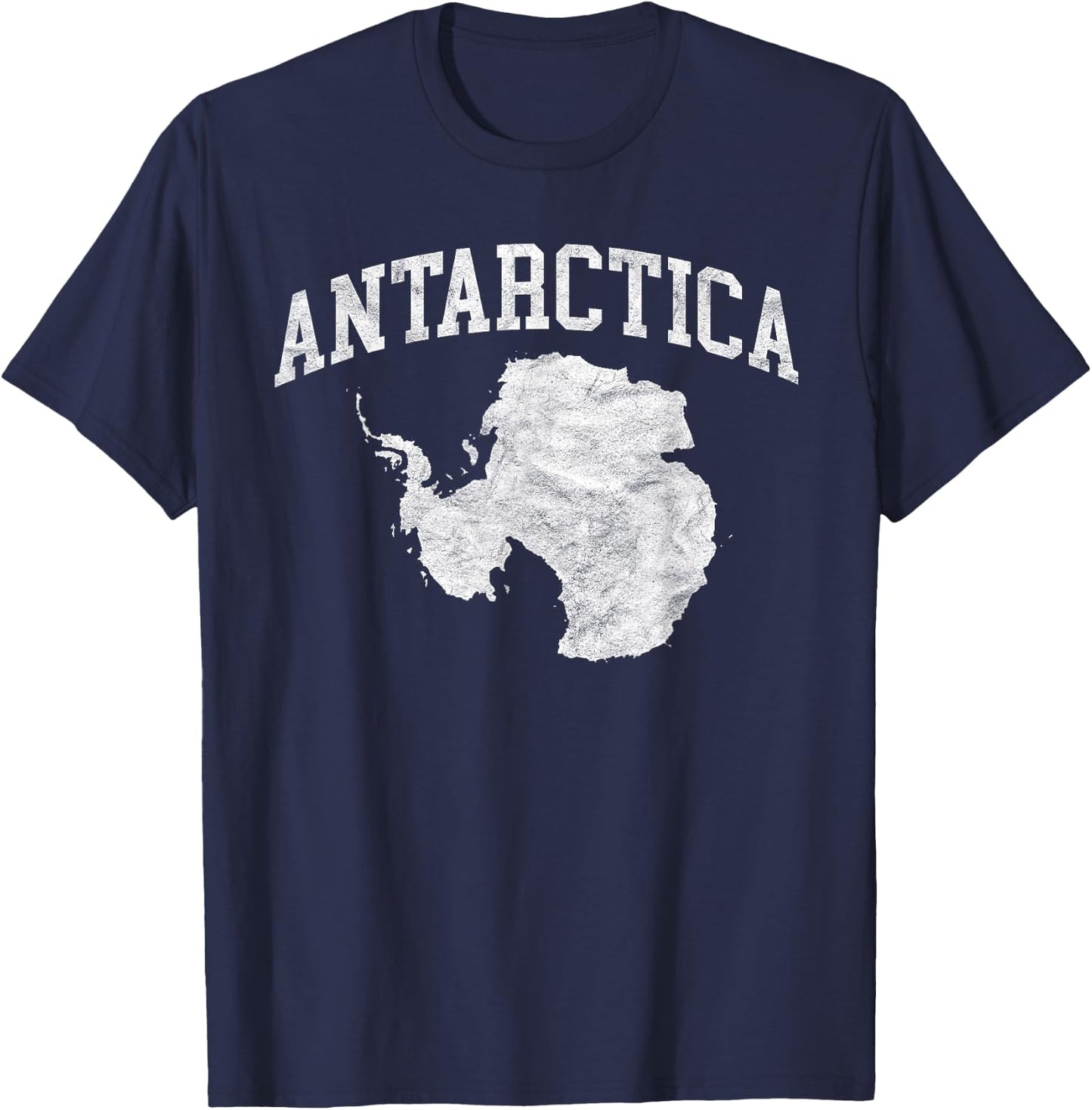Antarctic Map Minimalist Distressed Vintage 80s T-Shirt - T-Shirt | Navy