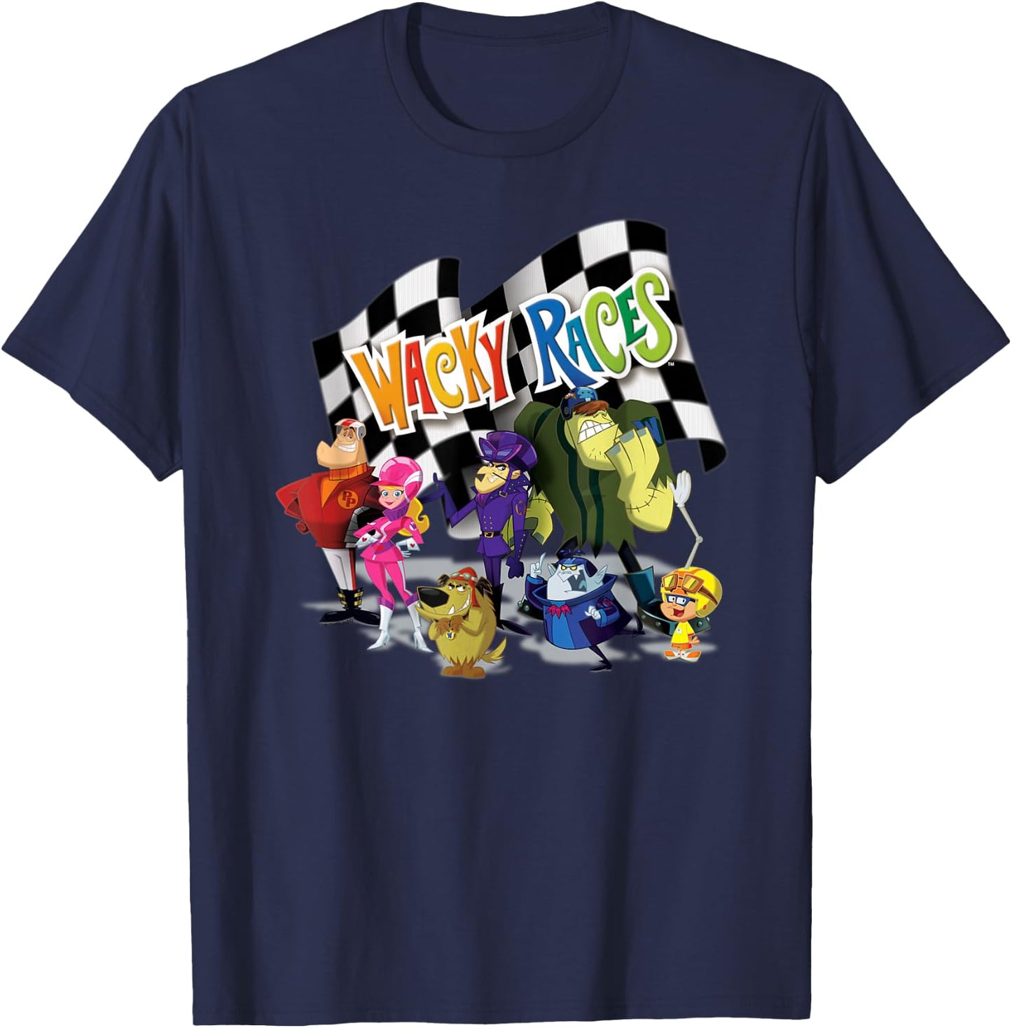 Wacky Races The Whole Crew of Racers T-Shirt - T-Shirt | Navy
