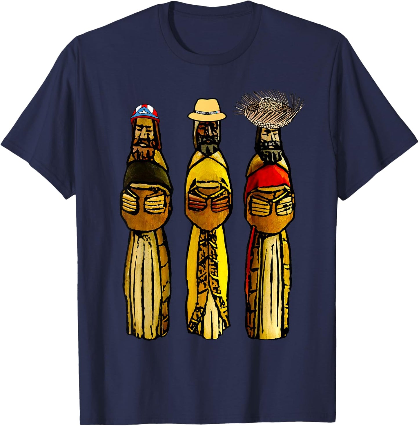 Three Boricua Kings Puerto Rican Wise Men T-Shirt - T-Shirt | Navy