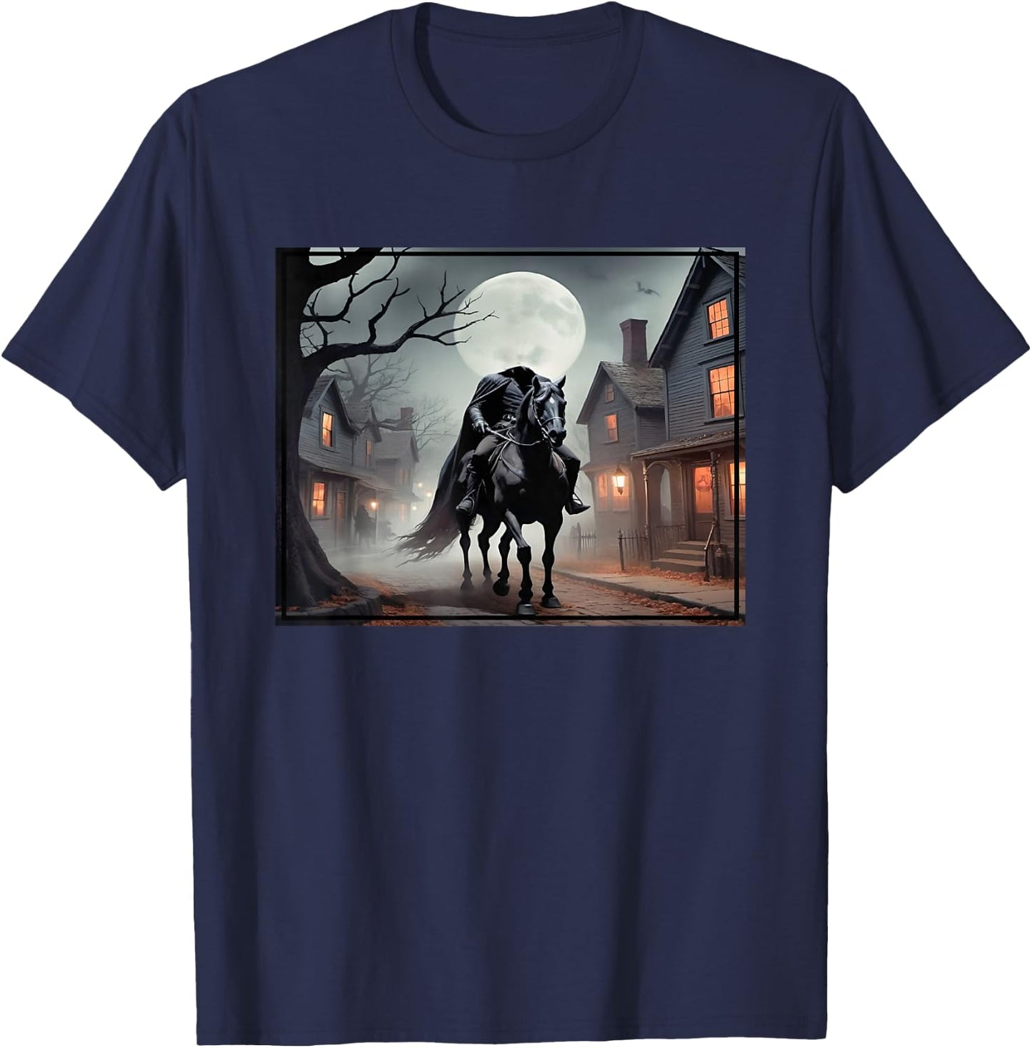 Headless Horseman Riding Through The Town of Sleepy Hollow T-Shirt - T-Shirt | Navy