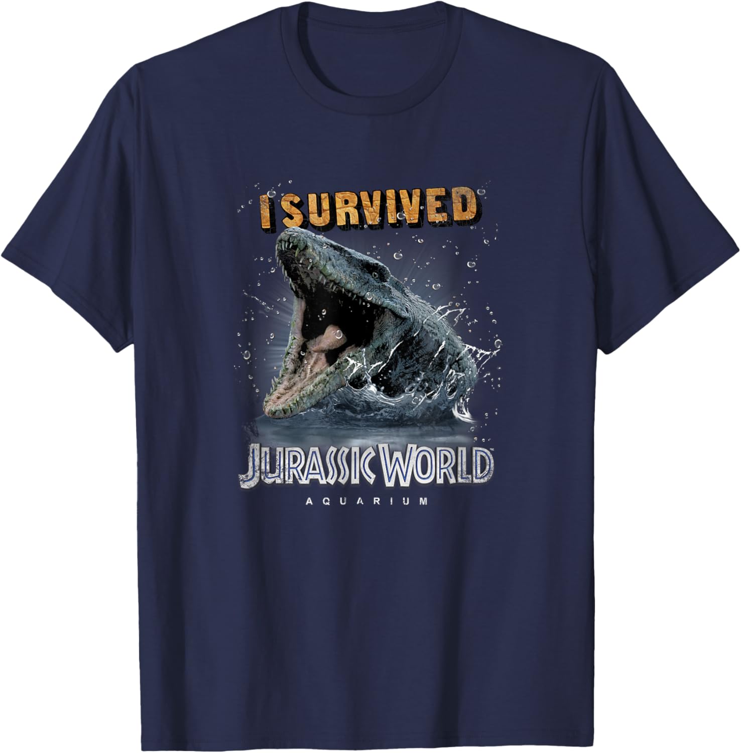 Jurassic World Mosasaurus I Survived Jurassic Aquarium T-Shirt - T-Shirt | Navy