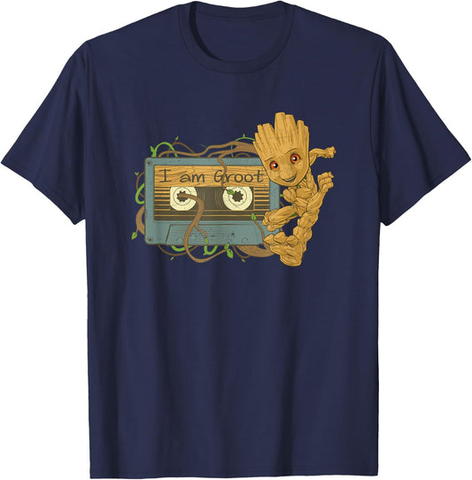 Marvel Guardians of The Galaxy I Am Groot Mixtape Small T-Shirt - T-Shirt | Navy