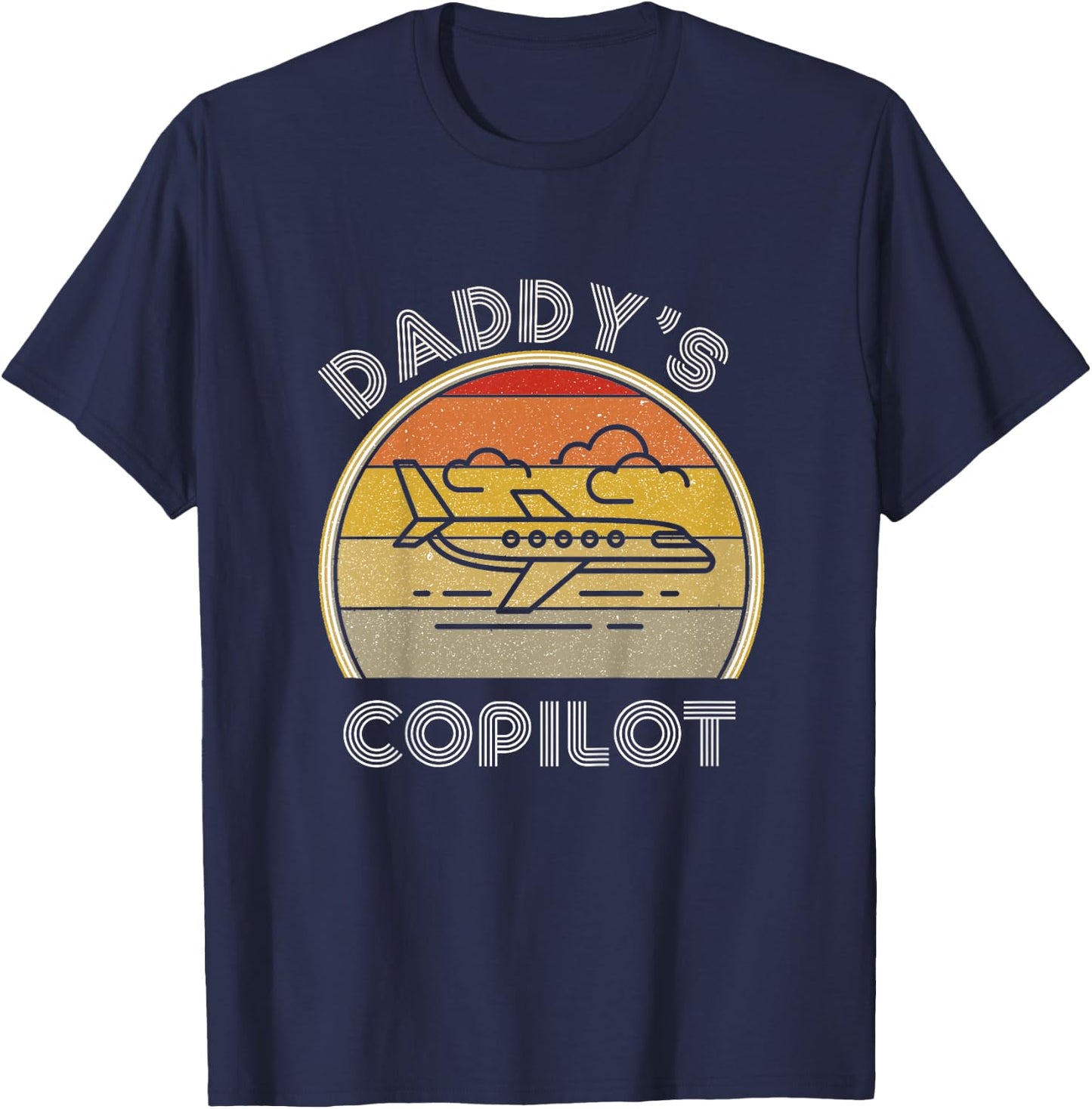 Airplane Lover Kids Future Pilot Daddys CoPilot Son Daughter T-Shirt - T-Shirt | Navy