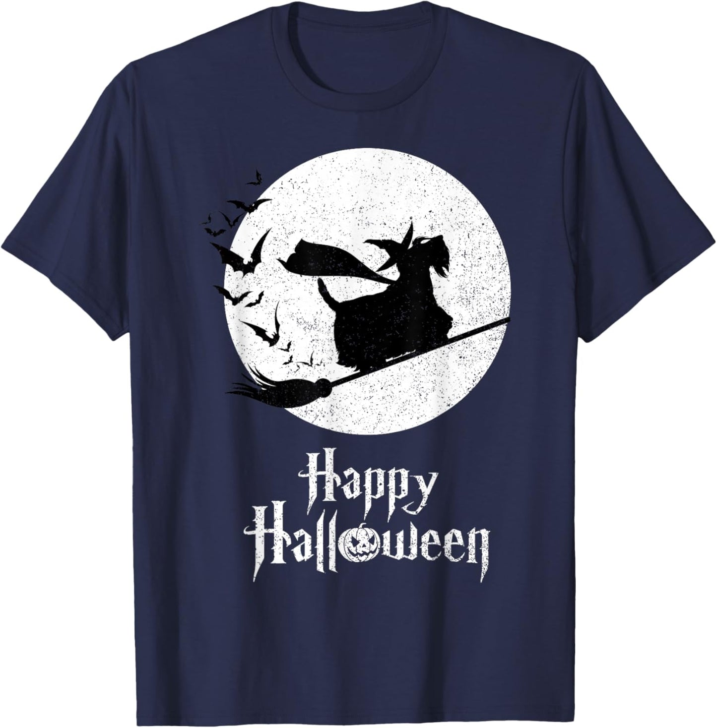 Funny Halloween Costume Witch SCOTTIE Dog Lover Gift Women Kids T-Shirt - T-Shirt | Navy