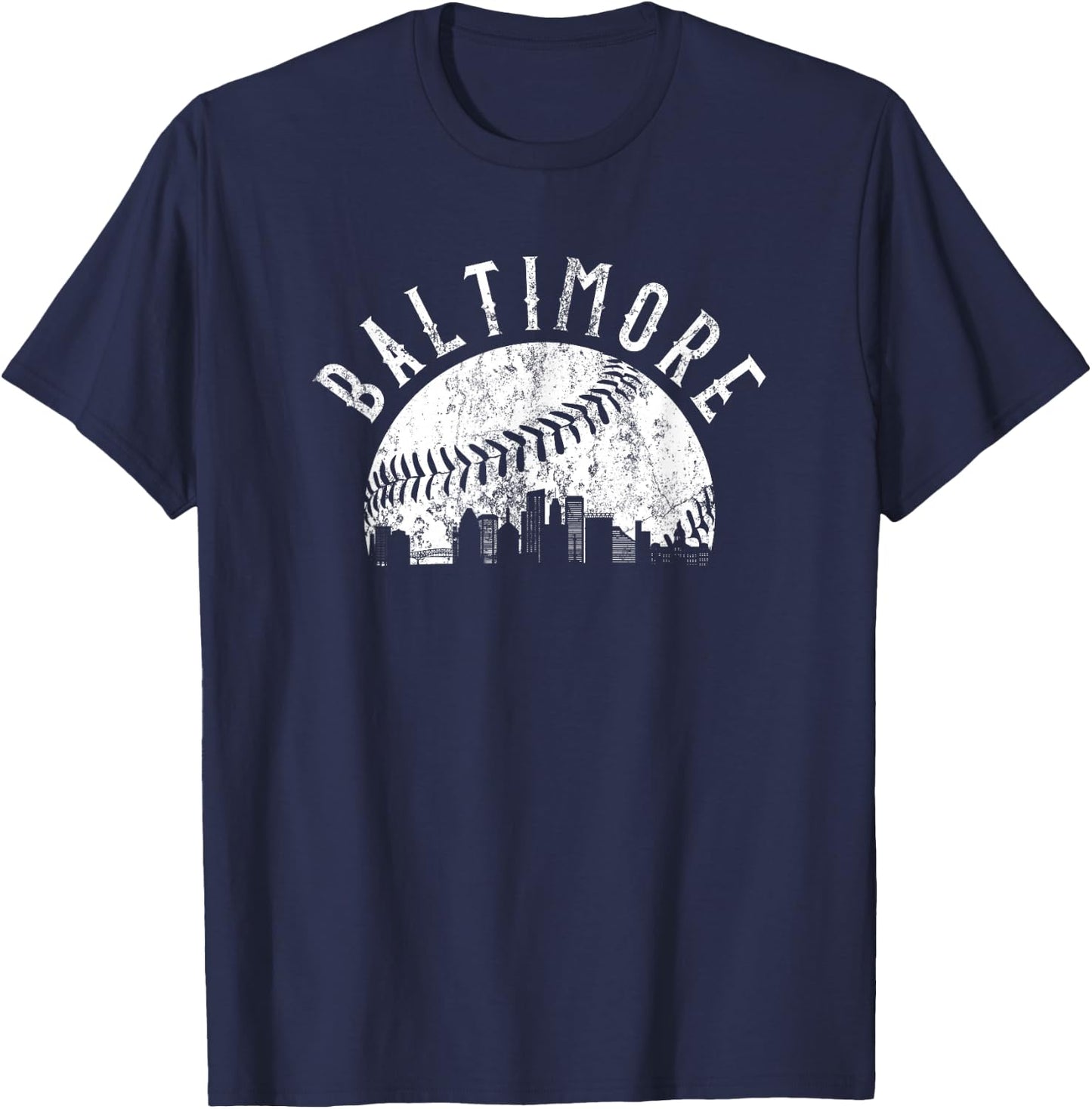 Vintage Baltimore Maryland Skyline Apparel T-Shirt - T-Shirt | Navy