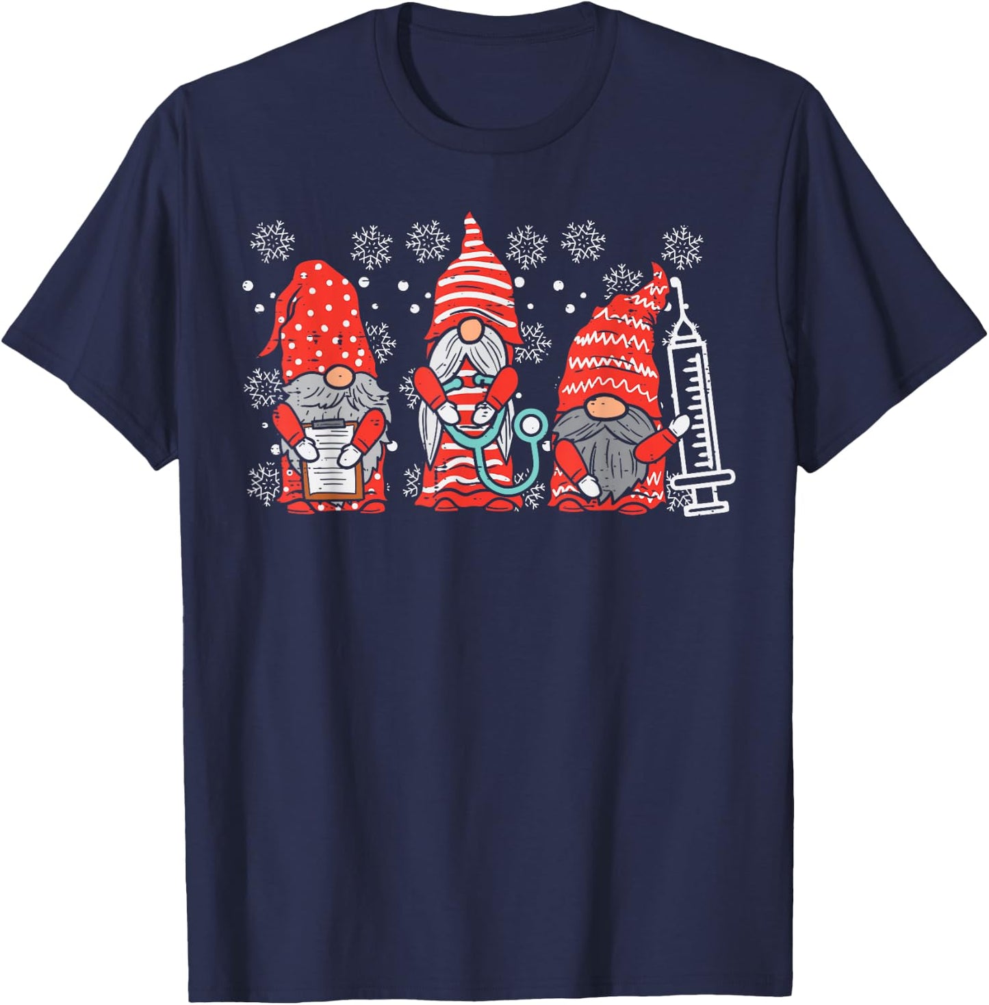 Nurse Christmas Gnomes Cute Xmas Scrub Top for Nurses Women T-Shirt - T-Shirt | Navy
