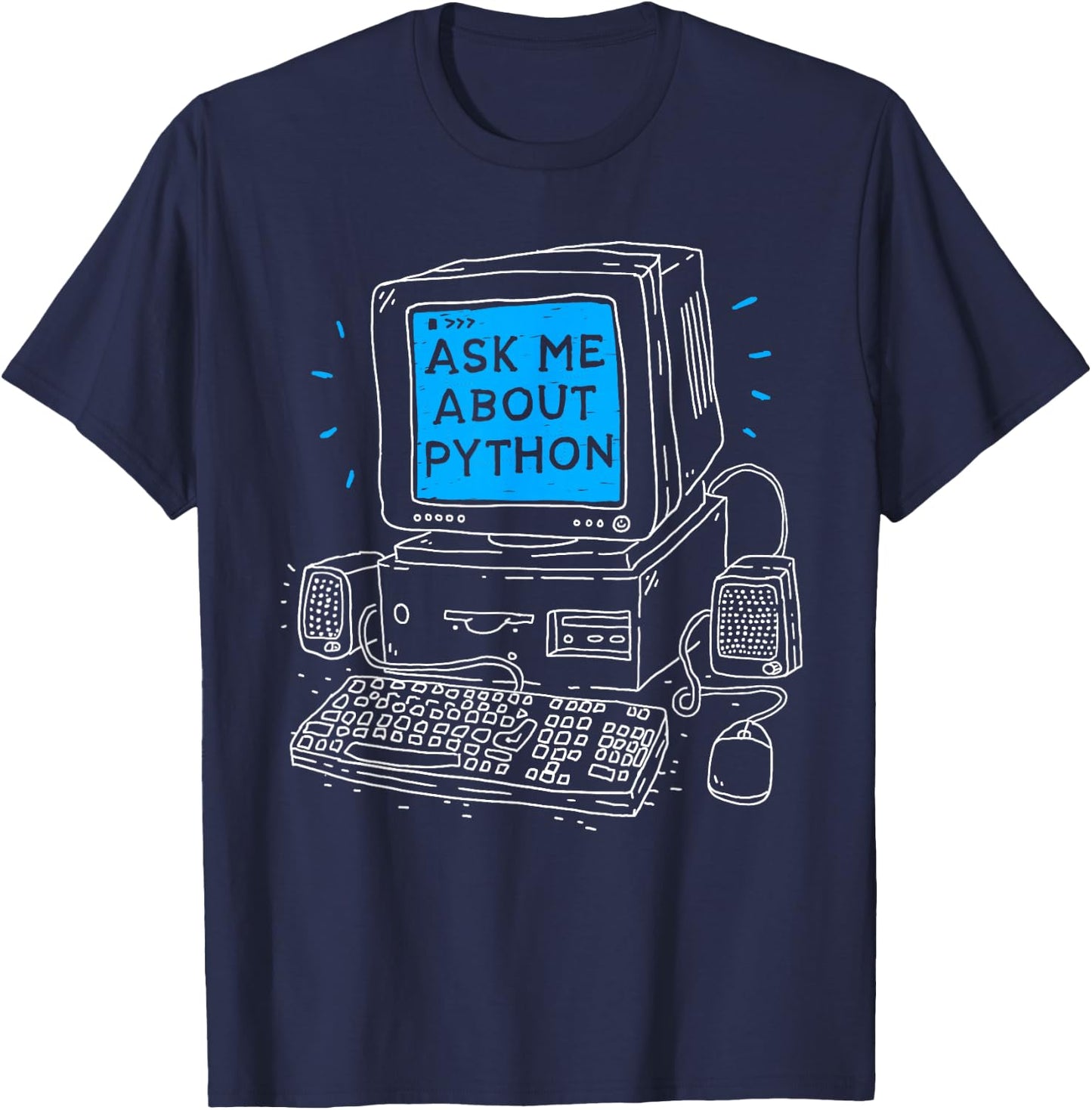 Ask Me About Python - Python Programming Shirt & Coding Gift T-Shirt - T-Shirt | Navy