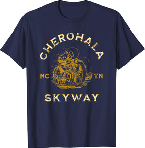 Cherohala Skyway NC and TN USA Motorcycle Design T-Shirt - T-Shirt | Navy