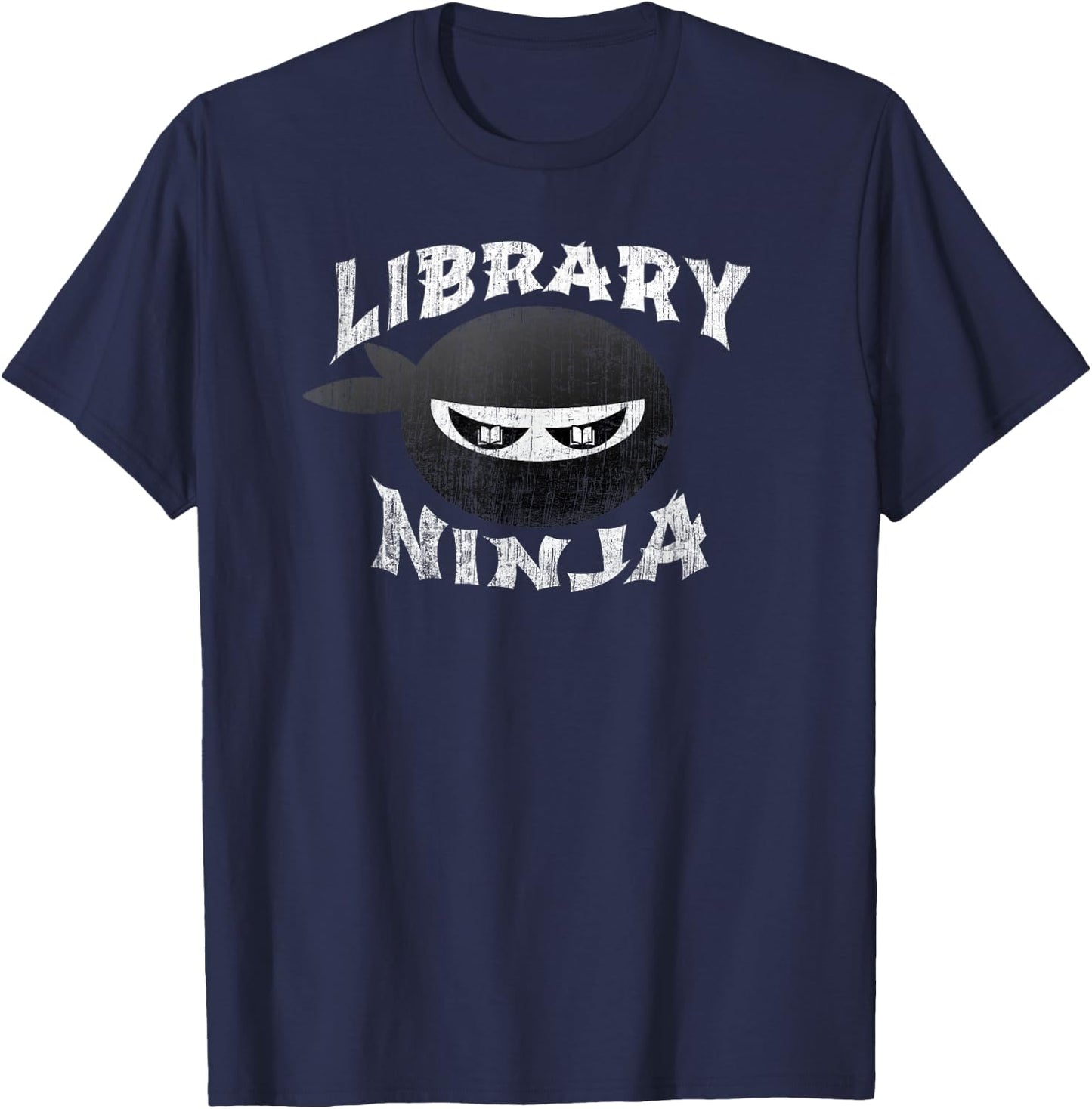 Ninja Librarian Multitasking School Library Masked T-Shirt - T-Shirt | Navy