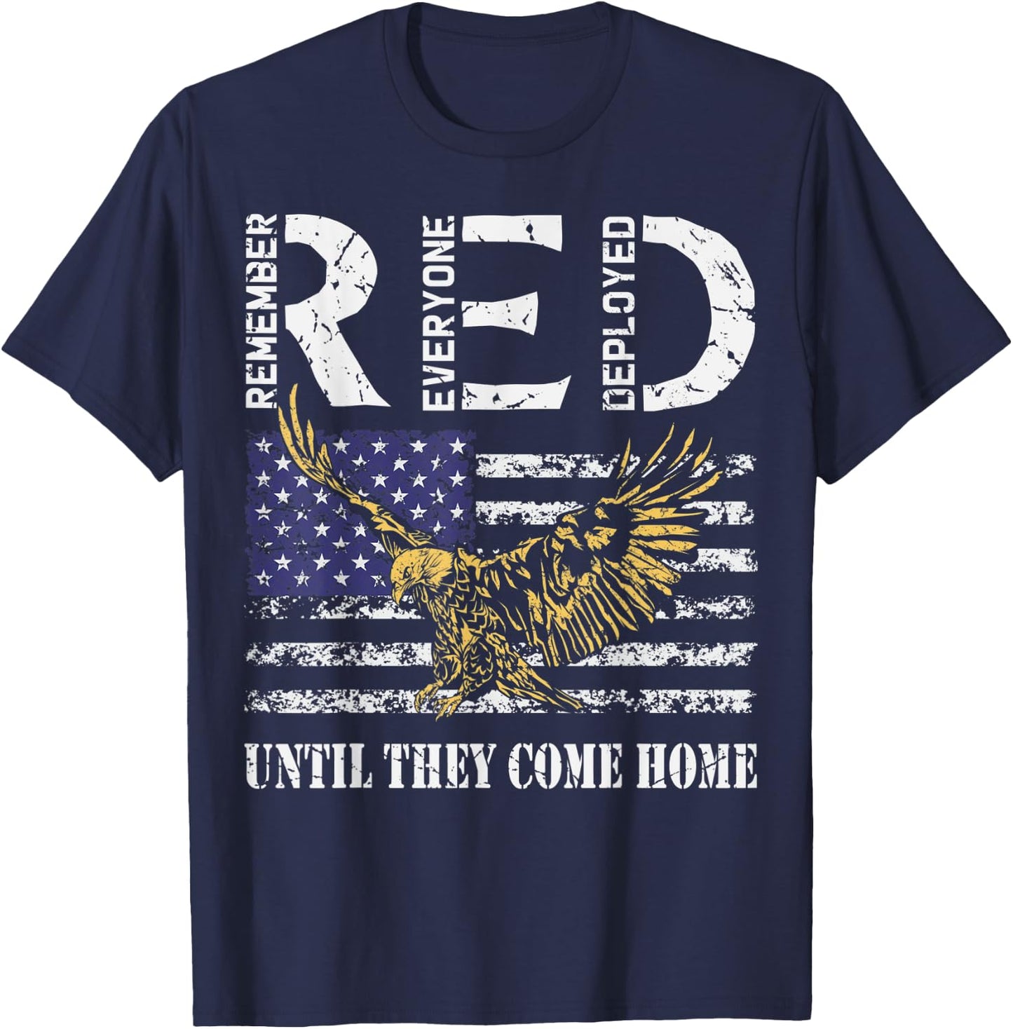 On Friday We Wear Red Retro American Flag Eagle RED Friday T-Shirt - T-Shirt | Navy
