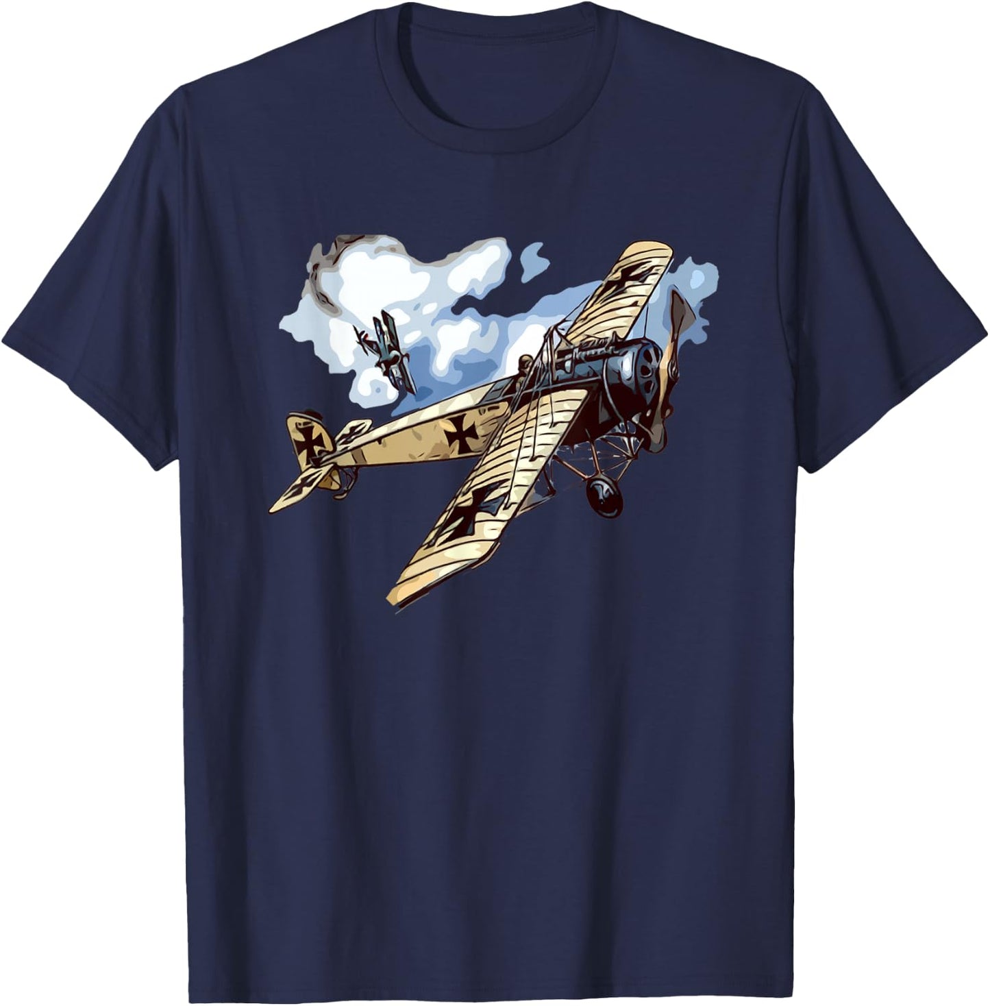 World War Air Combat German Biplane T-Shirt - T-Shirt | Navy