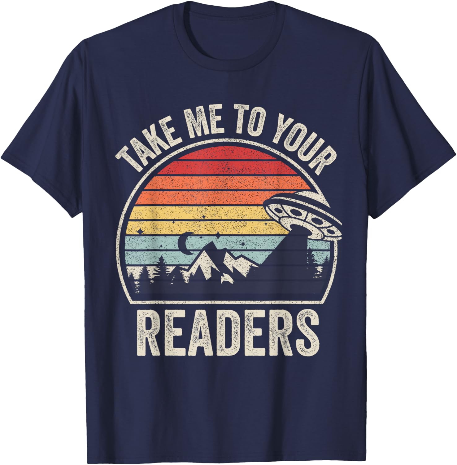Vintage Take Me To Your Readers English Teacher Alien Space Men Women Kids T-Shirt - T-Shirt | Navy