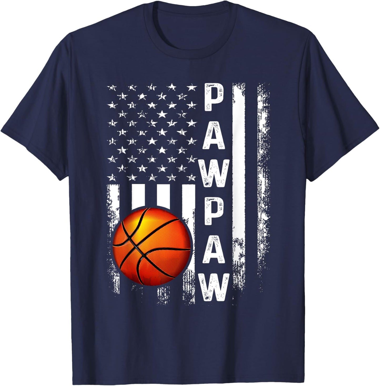 Basketball Pawpaw American Flag Vintage Christmas Xmas T-Shirt - T-Shirt | Navy