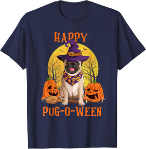 Funny Halloween Costumes for Pugs Lovers - Pumpkin Witch Pug T-Shirt - T-Shirt | Navy