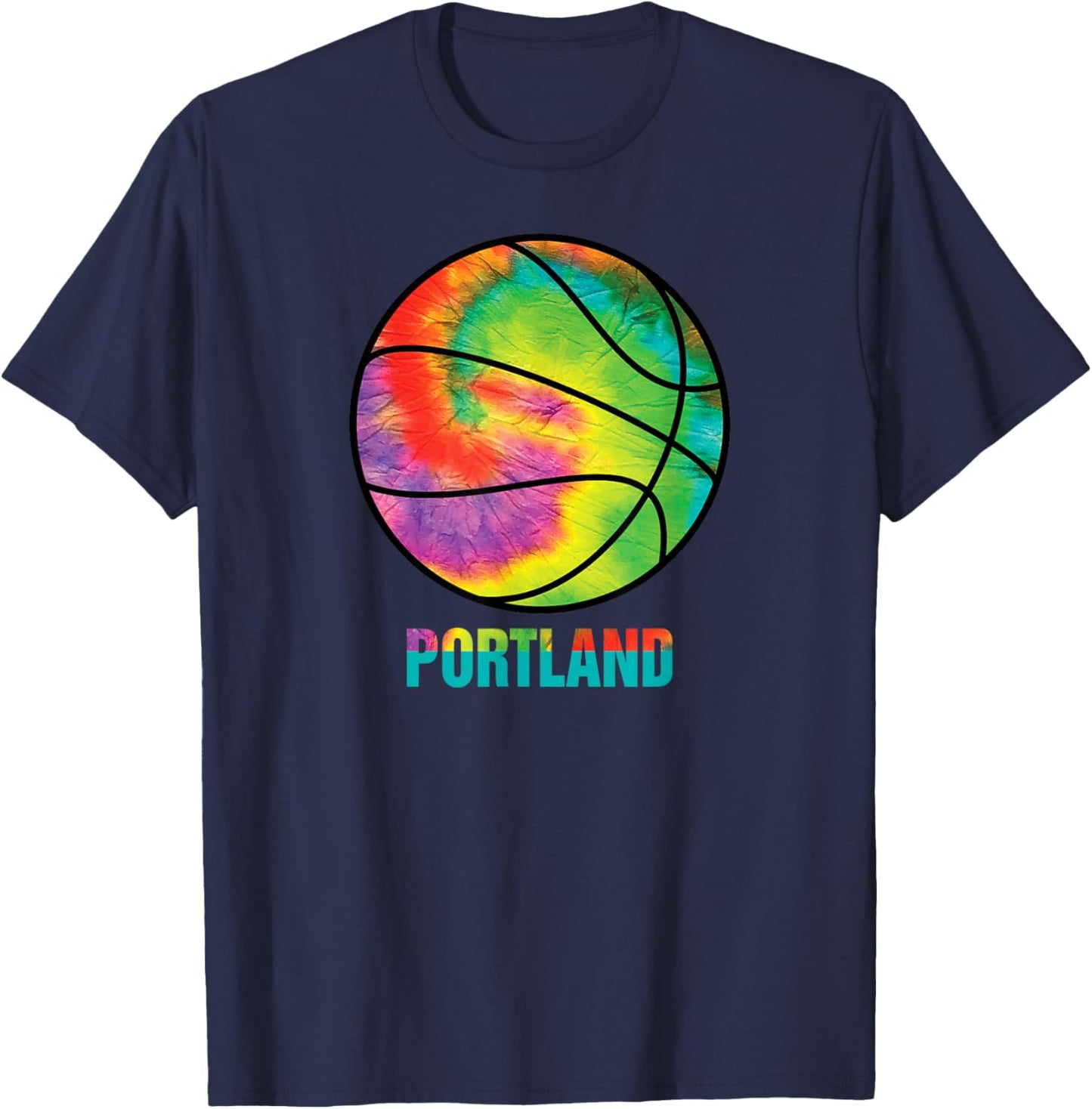 Tie Dye Portland Basketball Retro Vintage Classic Jersey T-Shirt - T-Shirt | Navy
