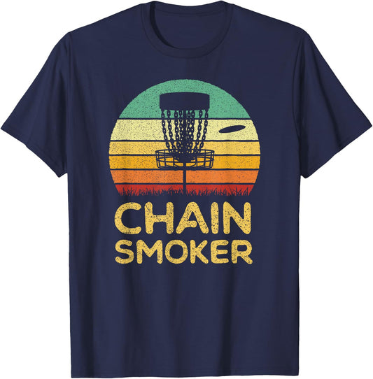 Funny Disc Golf Shirt Chain Smoker Golf Men Women Gift T-Shirt - T-Shirt | Navy
