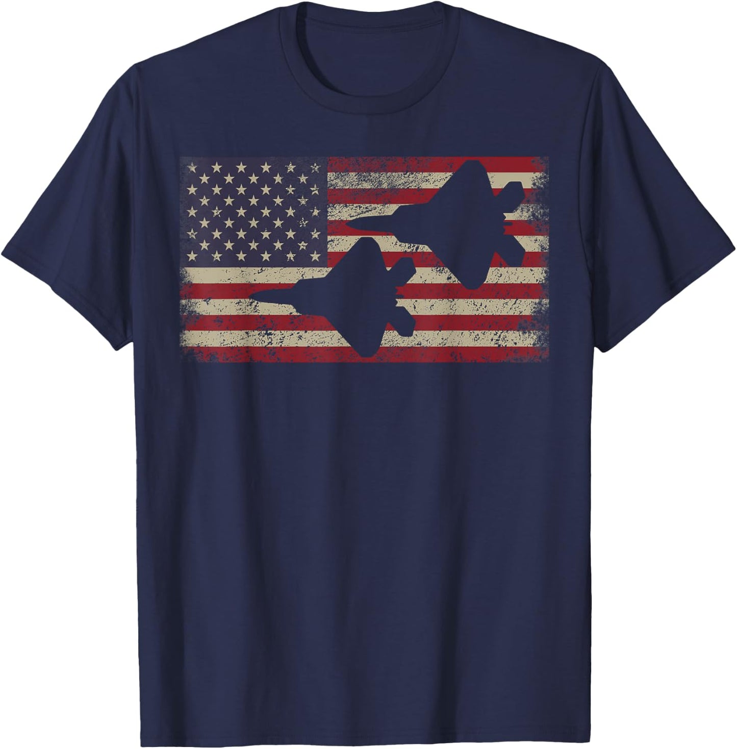 F22 Raptor Stealth Fighter Plane Patriotic USA Flag Women Kids Men T-Shirt - T-Shirt | Navy