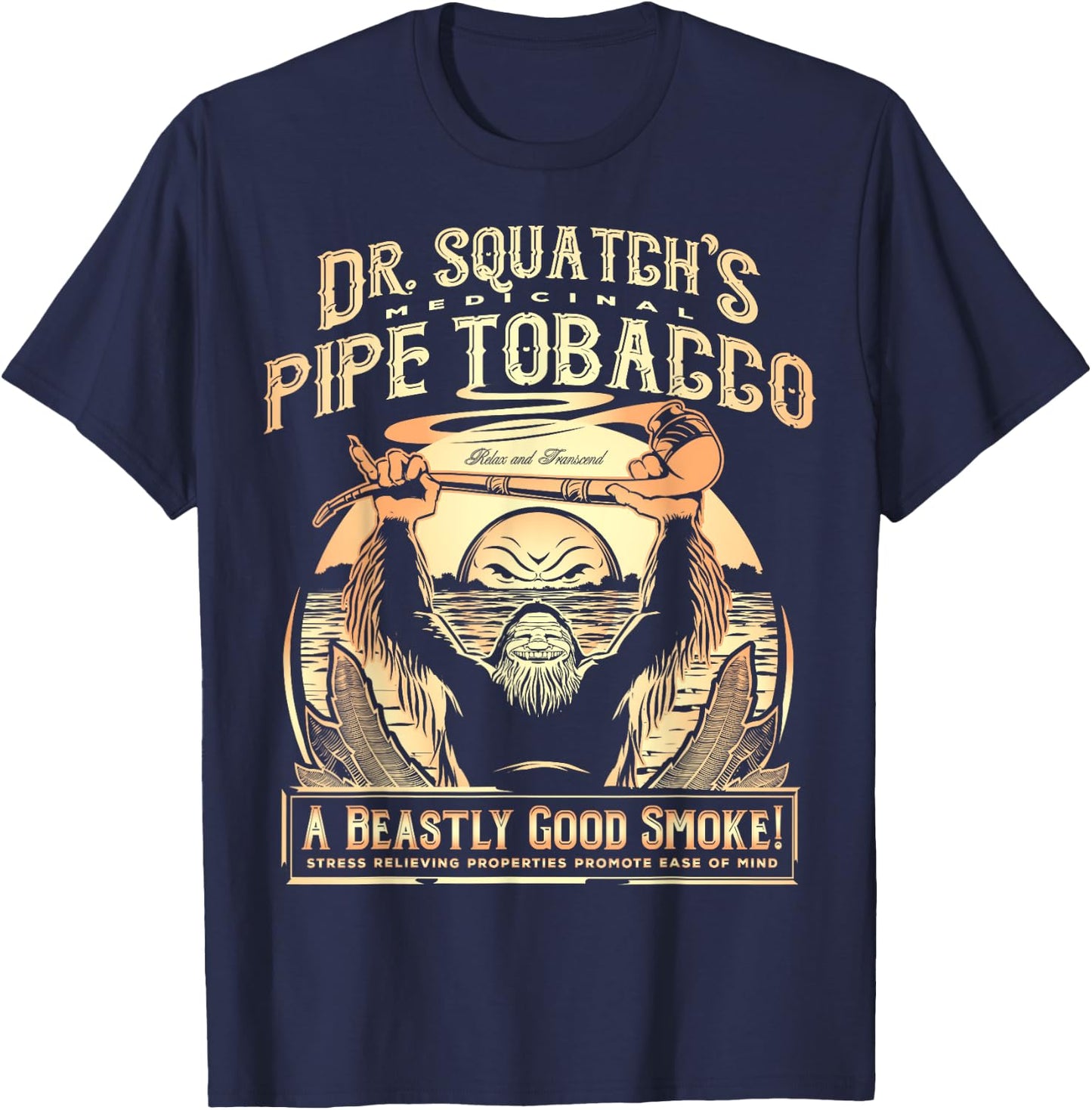 Big Foot Dr. Squatch's Medicinal Pipe Tobacco T-Shirt - T-Shirt | Navy