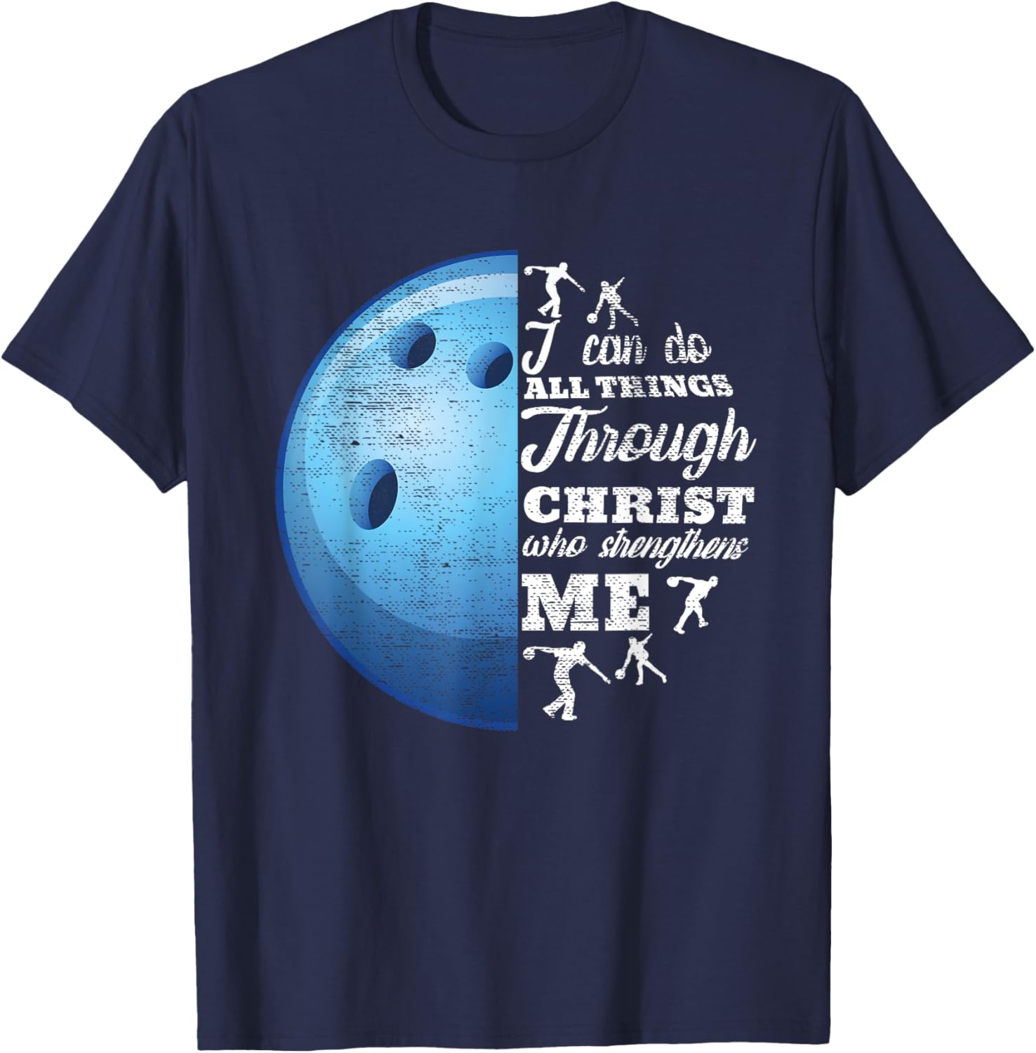 Christian Bowling Funny Personalized Team Gift Women T-Shirt - T-Shirt | Navy