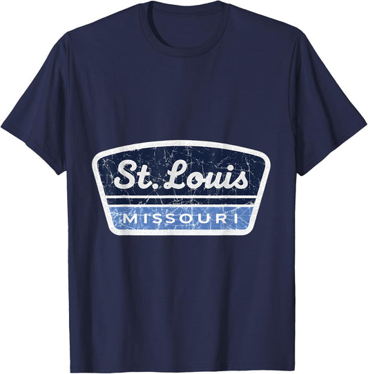 St Louis Missouri Vintage Retro City Travel Badge T-Shirt - T-Shirt | Navy