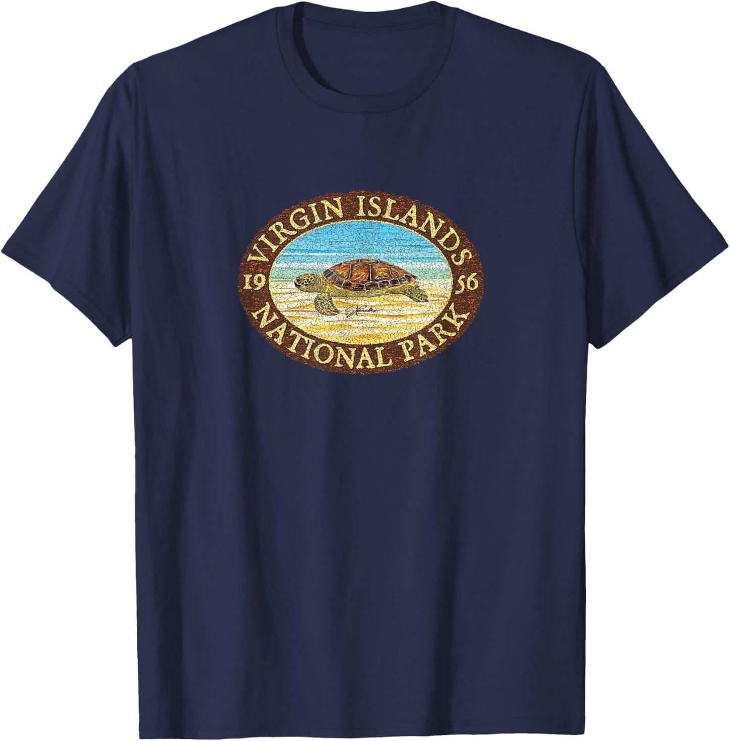 JCombs: Virgin Islands National Park, Sea Turtle on Beach T-Shirt - T-Shirt | Navy