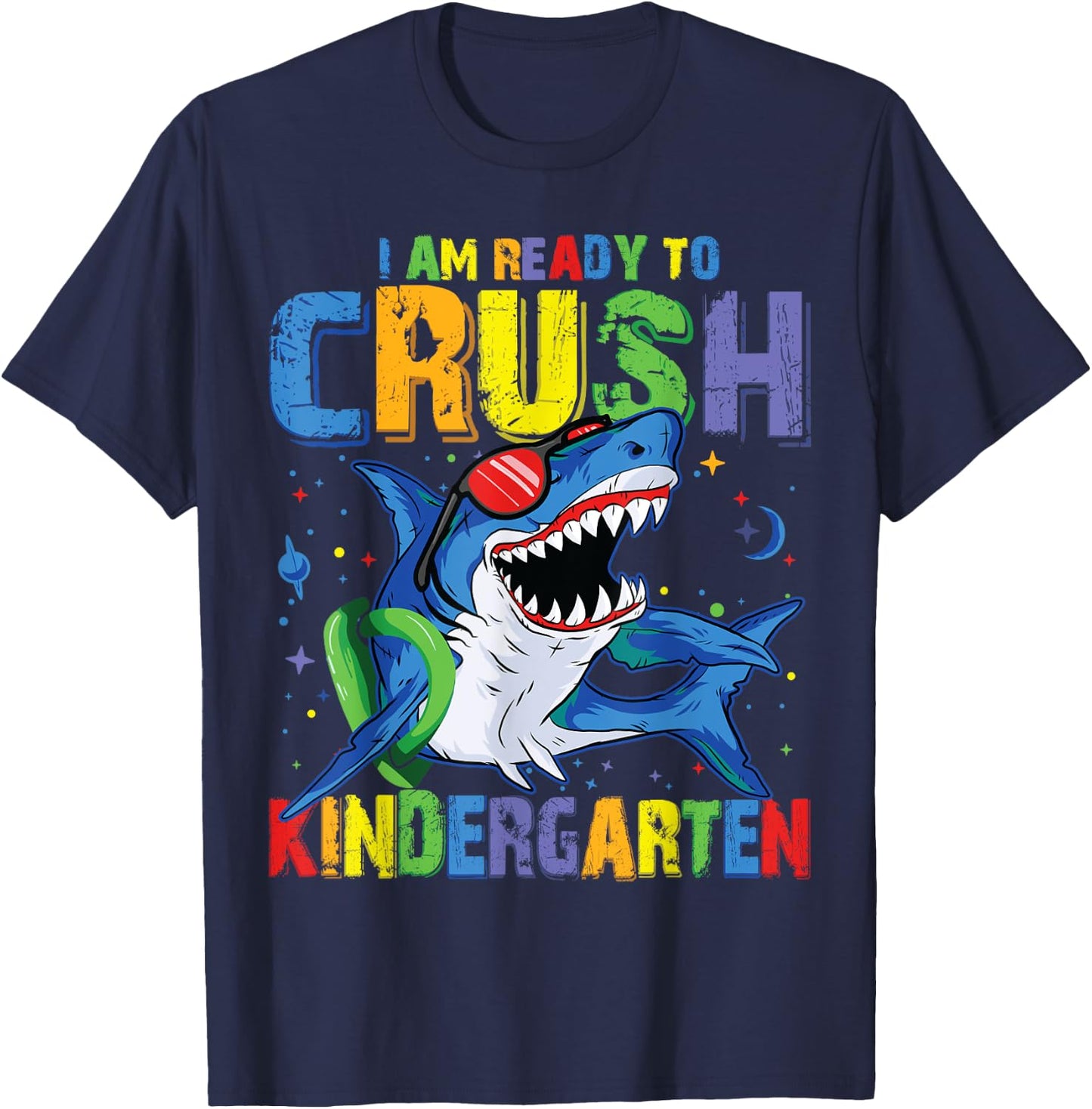 Shark Back to School for Boy I'm Ready To Crush Kindergarten T-Shirt - T-Shirt | Navy