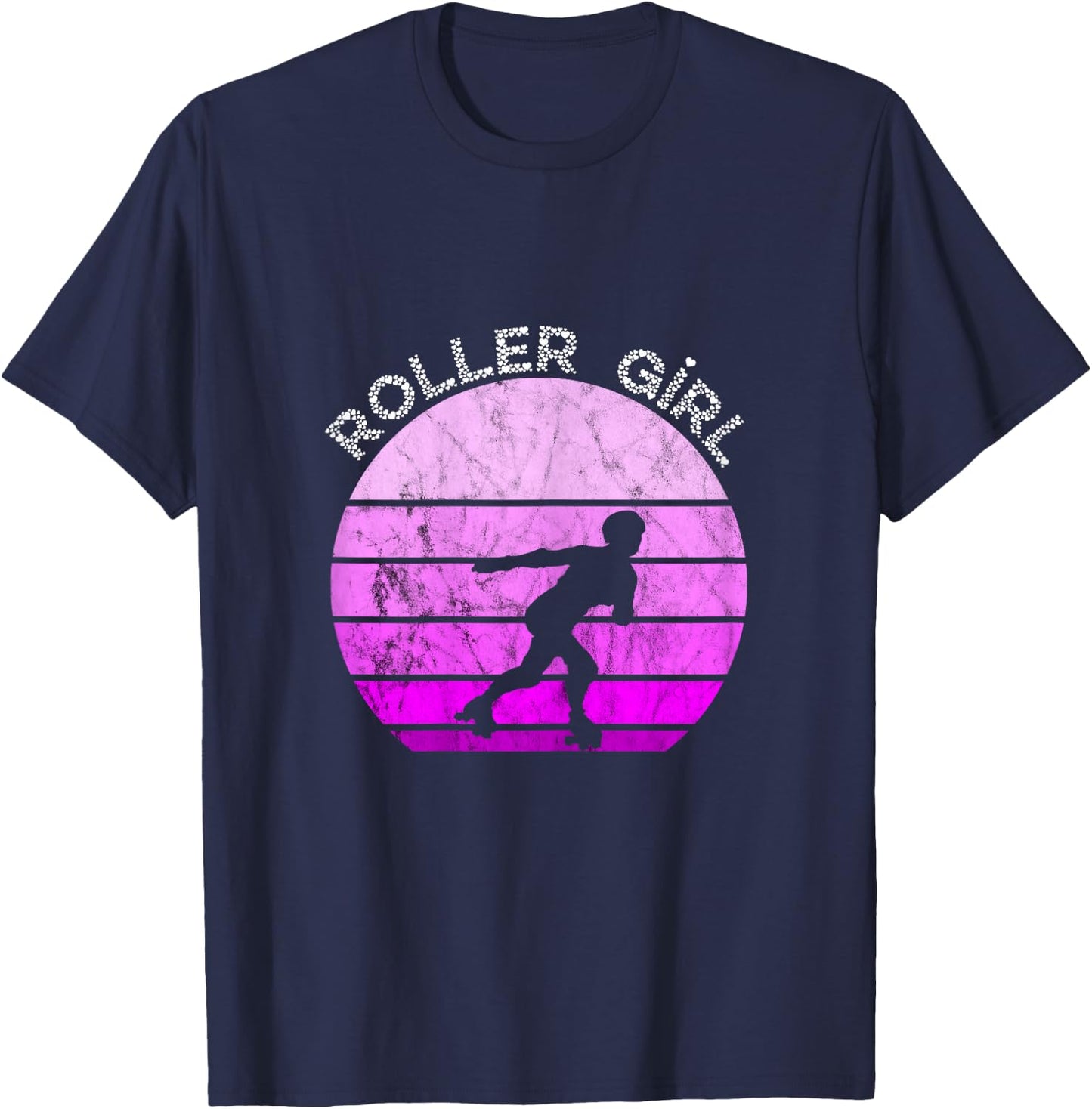 Roller Skates Girls Retro Vintage Roller Skating Inline Skater T-Shirt - T-Shirt | Navy