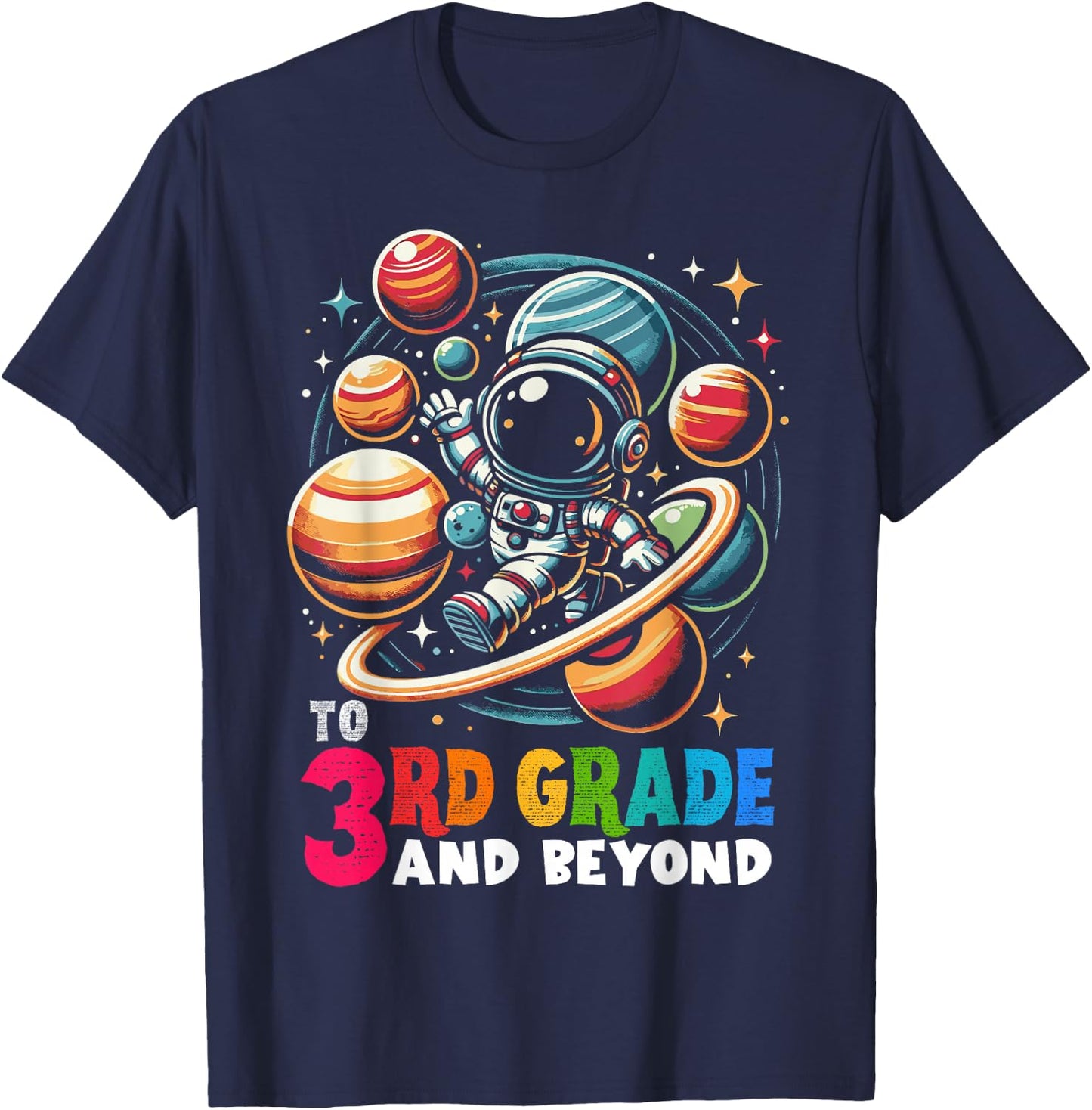 First day Boys Welcome back to School 3rd grade Astronaut T-Shirt - T-Shirt | Navy