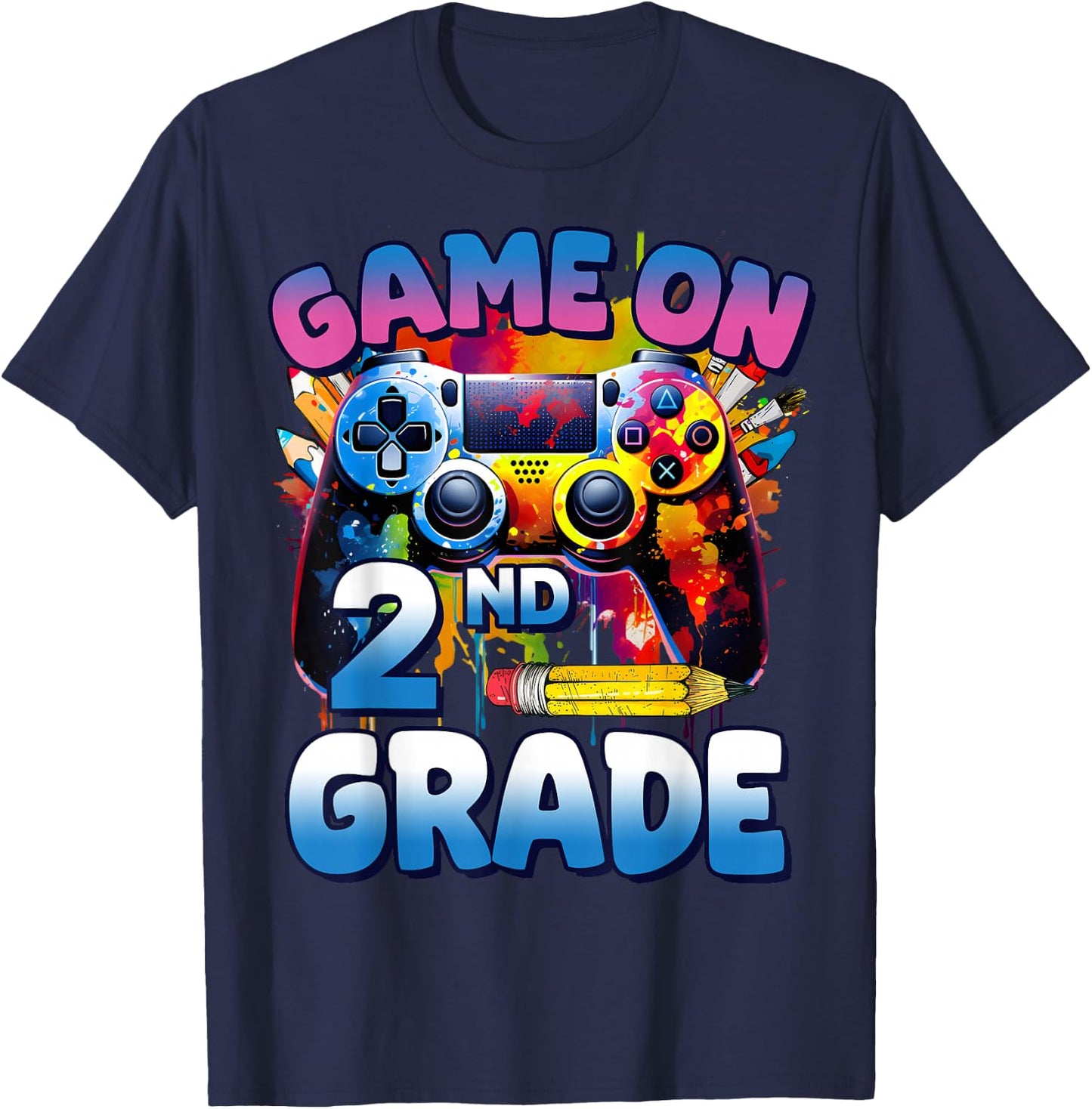 Game On 2nd Grade First Day Gamer Shirt Boys T-Shirt - T-Shirt | Navy