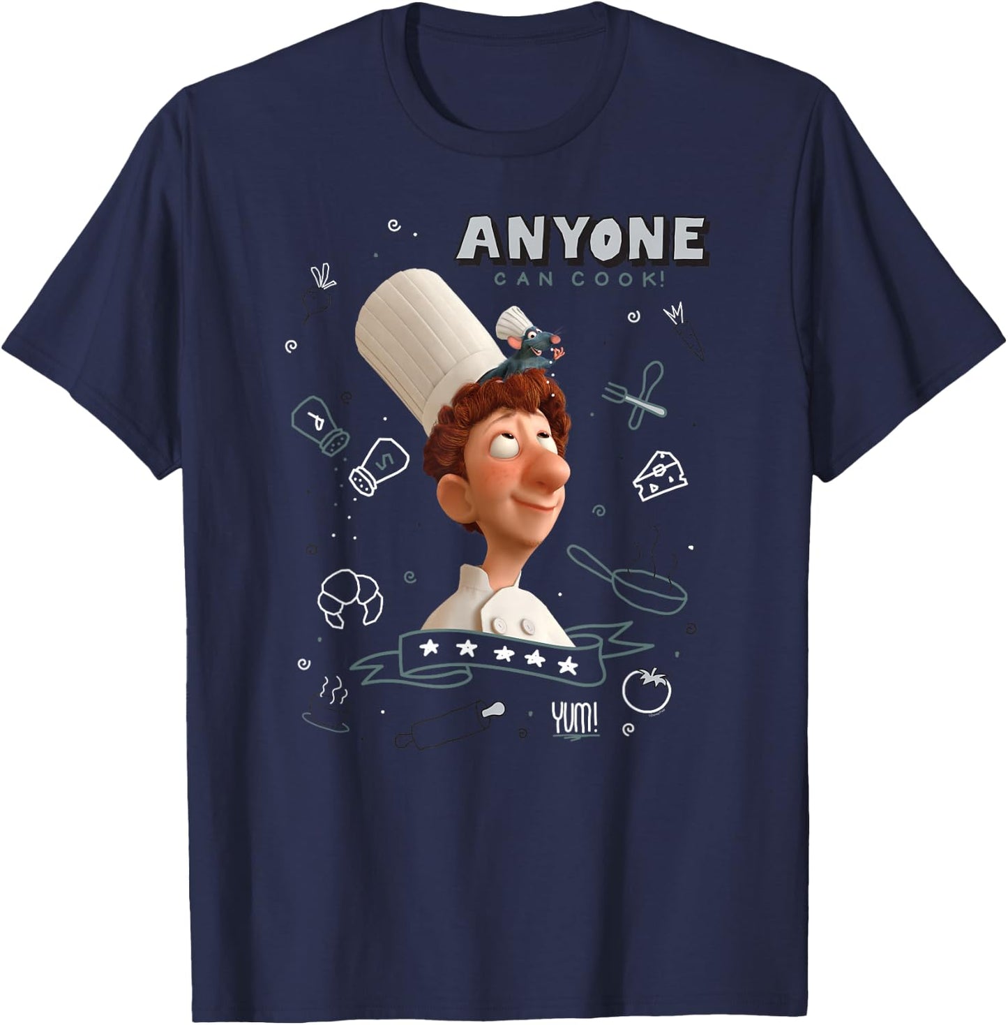 Disney Pixar Ratatouille Remy & Linguini Anyone Can Cook T-Shirt - T-Shirt | Navy